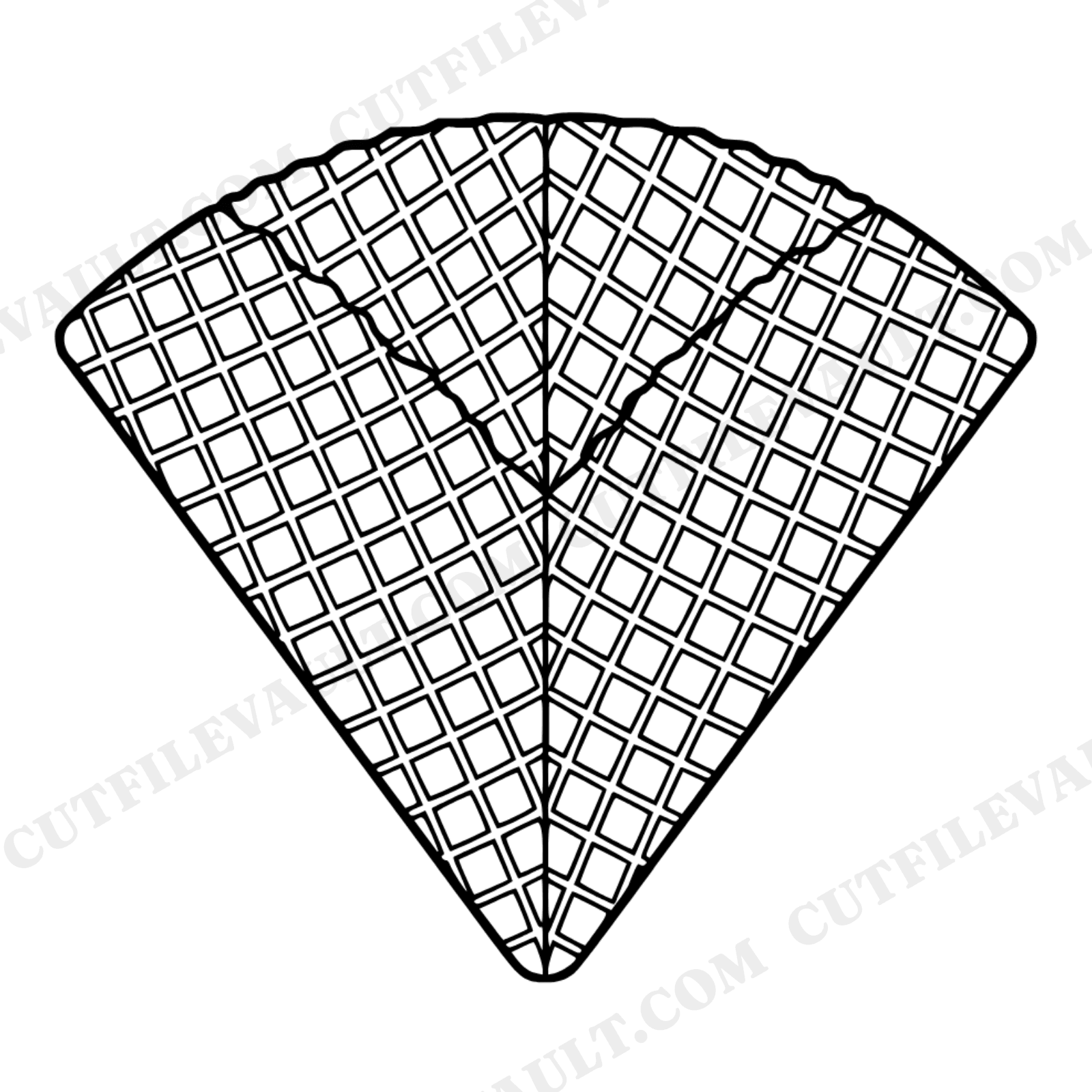 Unrolled Waffle Cone SVG PNG Grid Pattern Blueprint Ice Cream Cone Net Diagram Vintage Boho, view 1