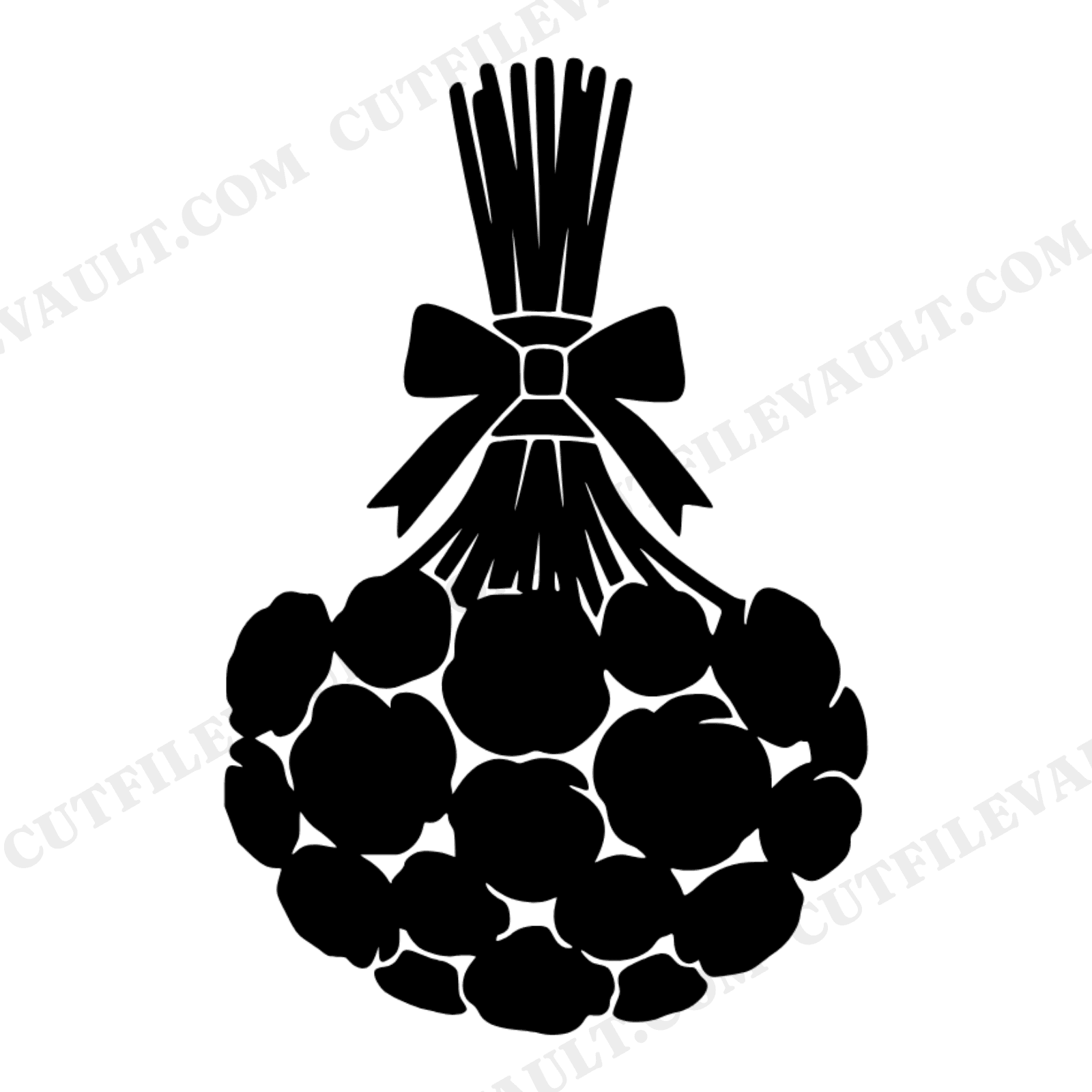 Upside Down Bridal Bouquet SVG PNG, Drying Flowers Line Art, Scandinavian Wedding Clipart Cut File, view 1