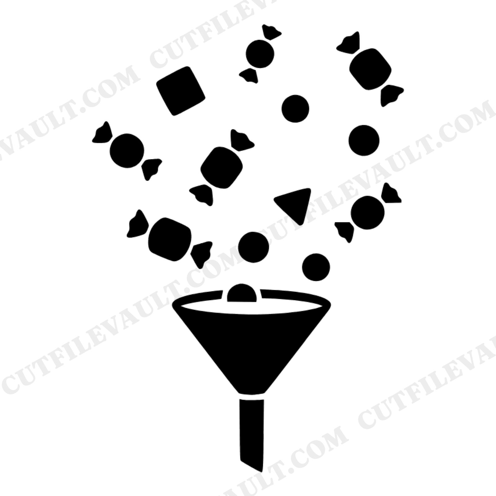 Upside Down Funnel SVG PNG, Retro Halloween Candy Cut File, Mid Century Geometric Candy Clipart, view 1