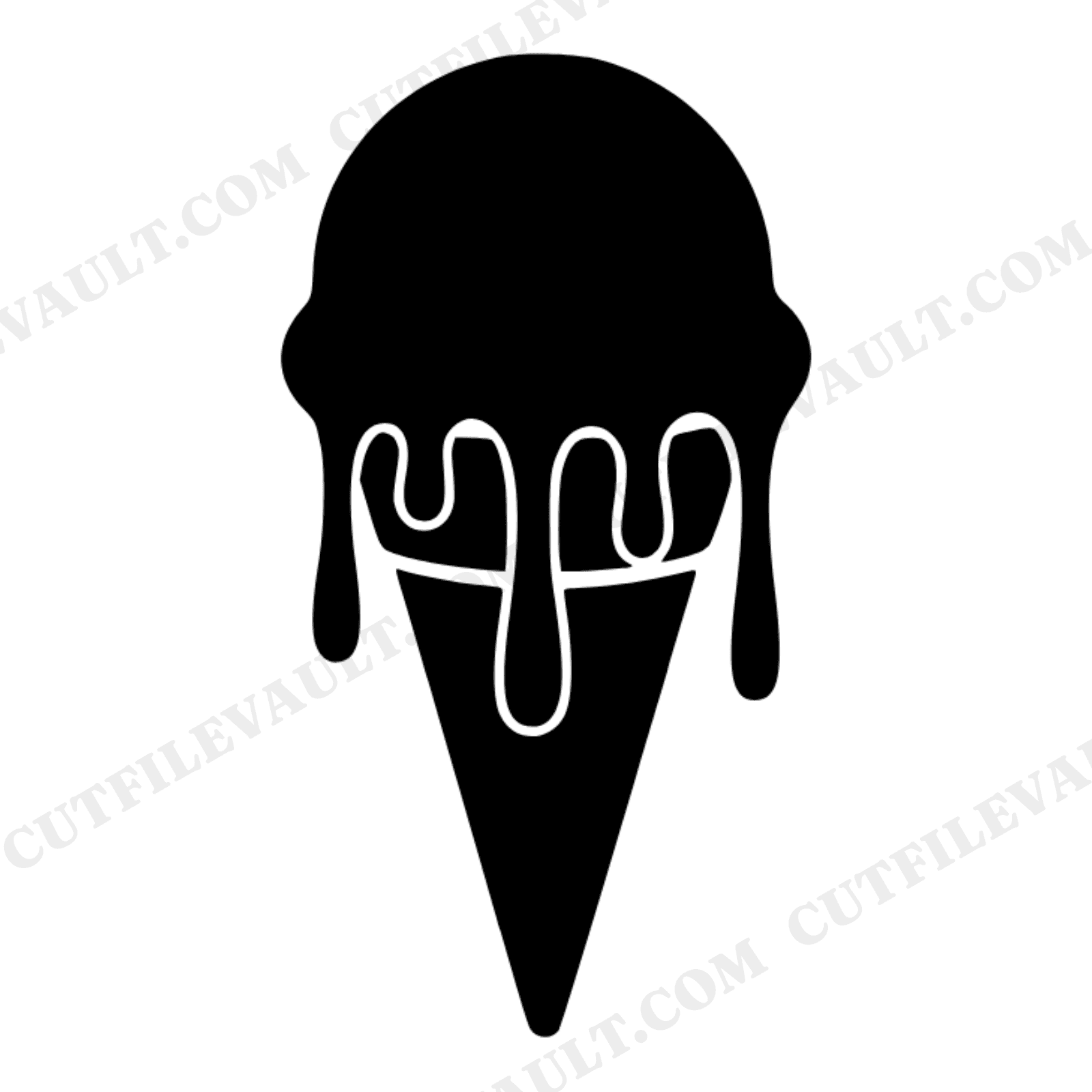 Upside Down Ice Cream Cone SVG PNG Retro 70s Drip Design National Ice Cream Day Cut File, view 1