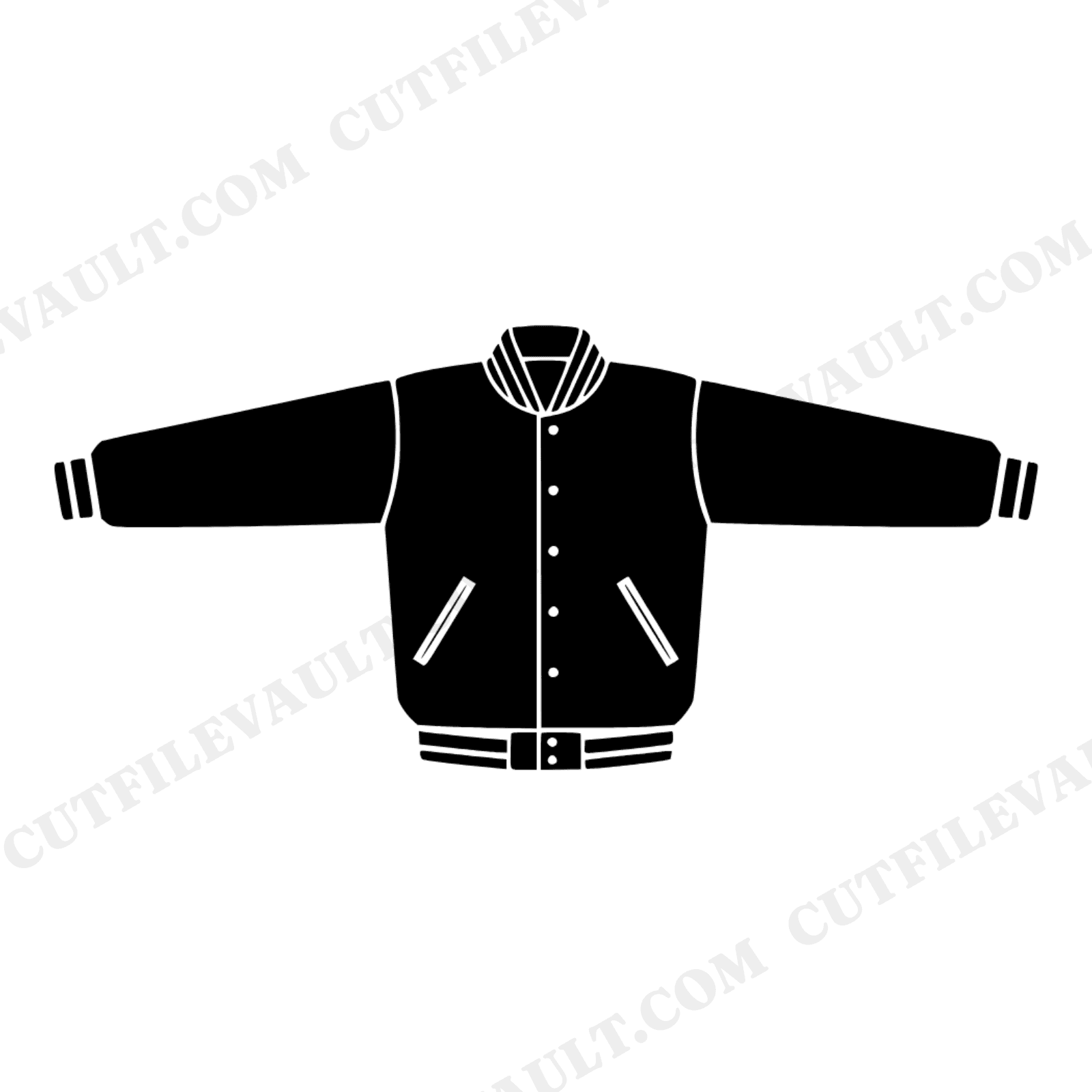 Varsity Letterman Jacket SVG PNG Art Deco Silhouette Cut File for School Spirit Crafts Team Pride, view 1