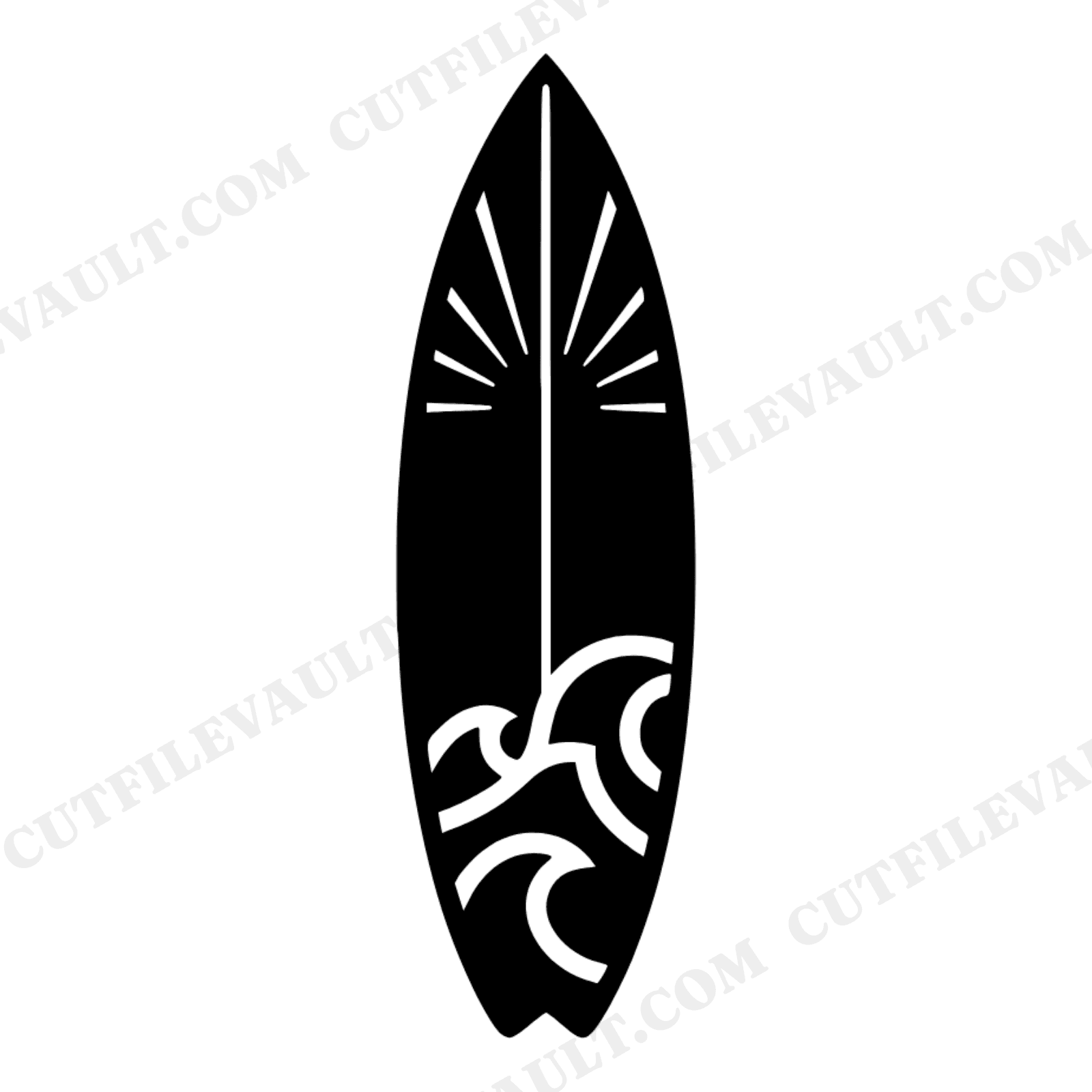 Vertical Surfboard SVG PNG, Beach Wave Sun Cutout, Coastal Decor Cut File, Summer Surf Design, view 1