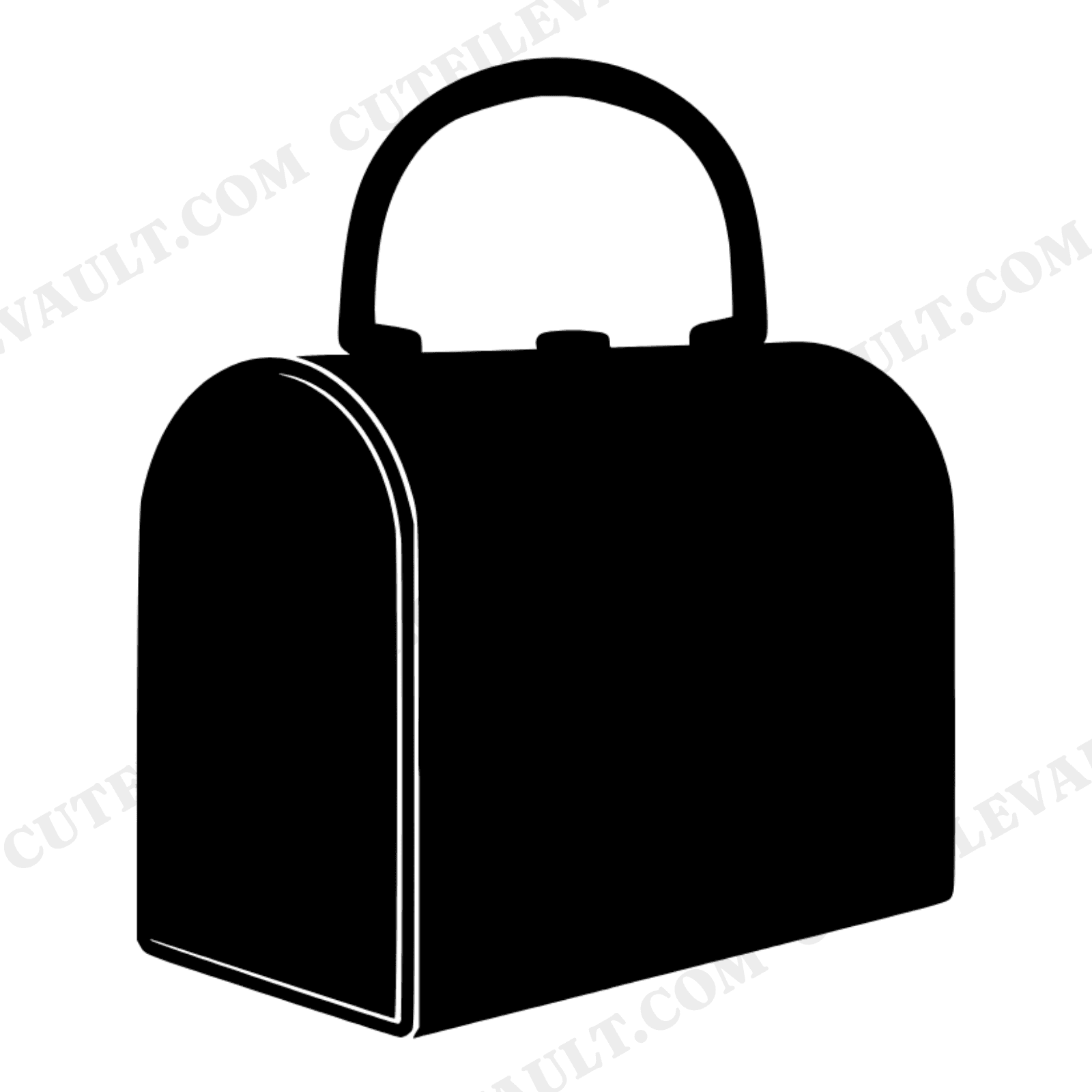 Vintage 1950s Metal Lunchbox SVG PNG, Retro Side Profile with Arched Handle Cut File for Cricut, view 1