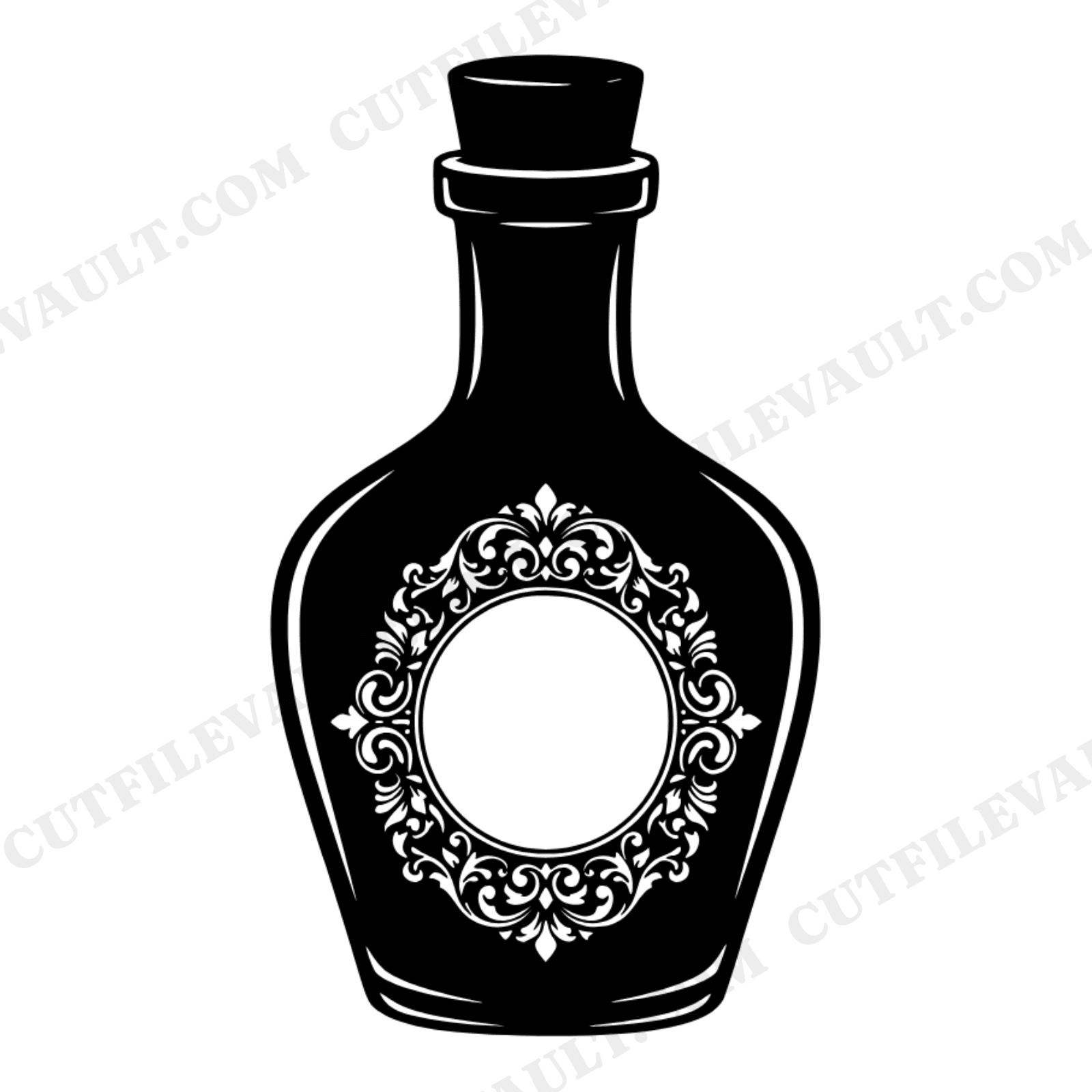 Vintage Apothecary Potion Bottle Monogram Frame SVG PNG, Halloween Botanical Cut File Design, view 1