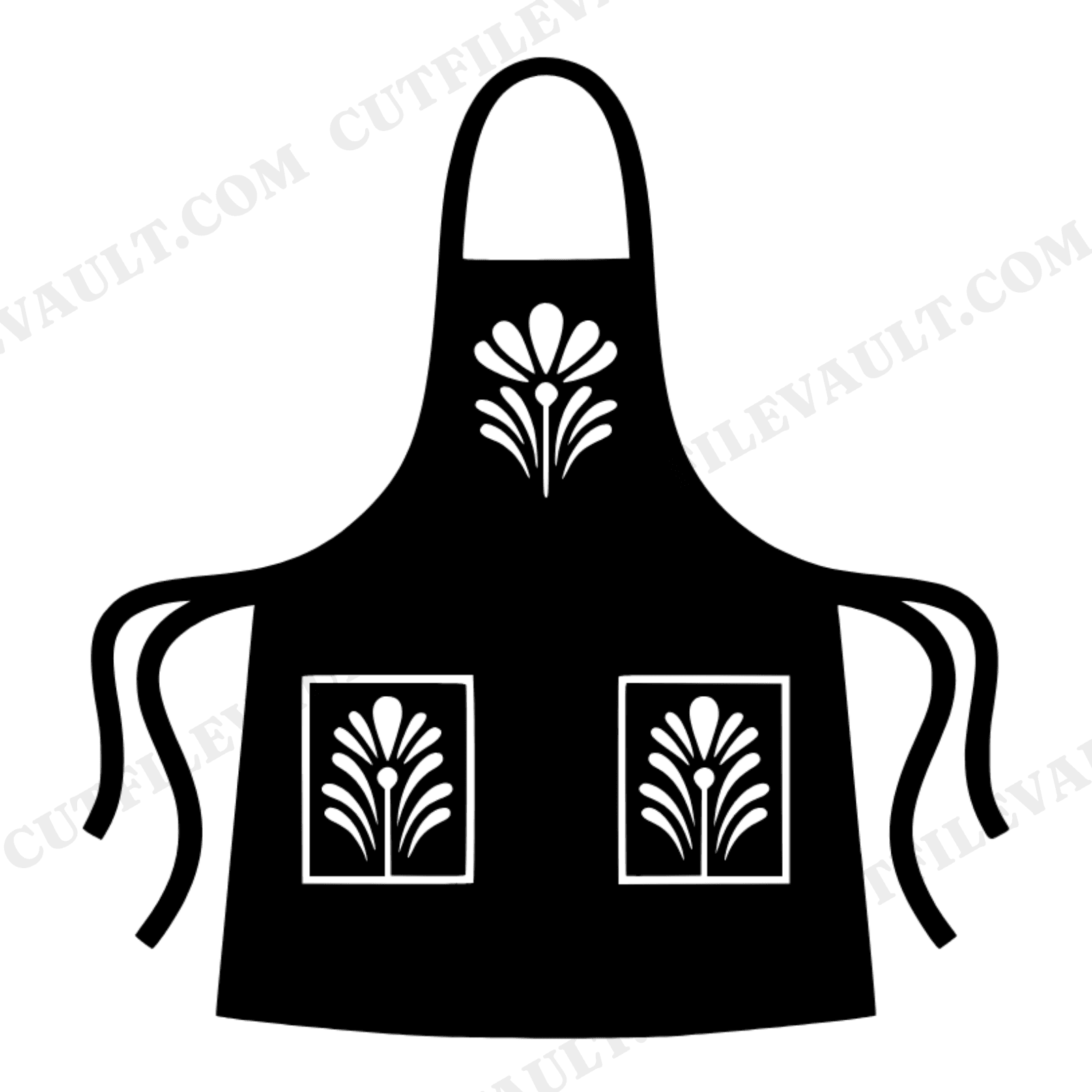 Vintage Apron SVG PNG Folk Art Floral Papercut Silhouette Cut File for Mother's Day Crafts, view 1