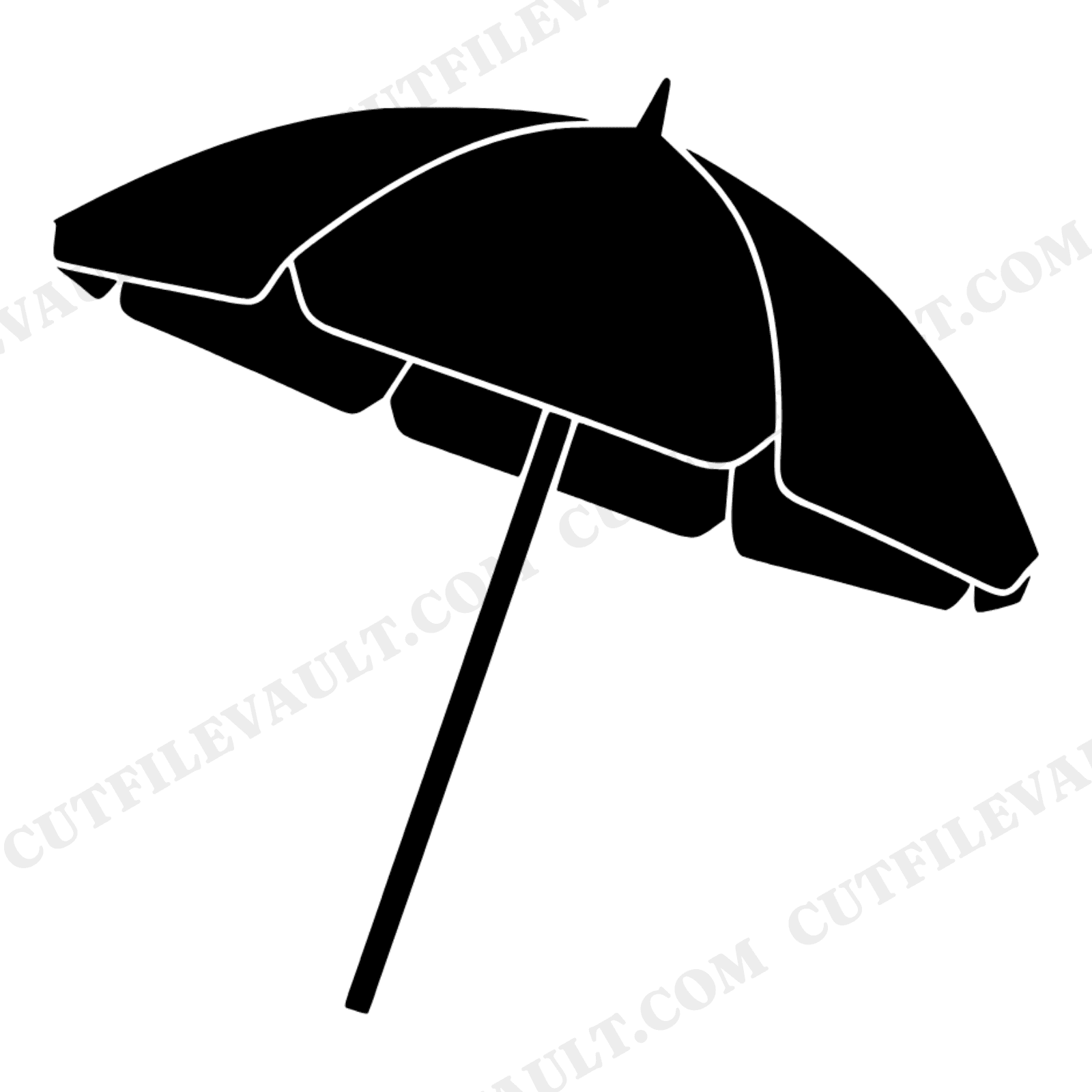 Vintage Beach Umbrella SVG PNG, Tilted Summer Silhouette, Mid-Century Retro Beach Cut File, view 1