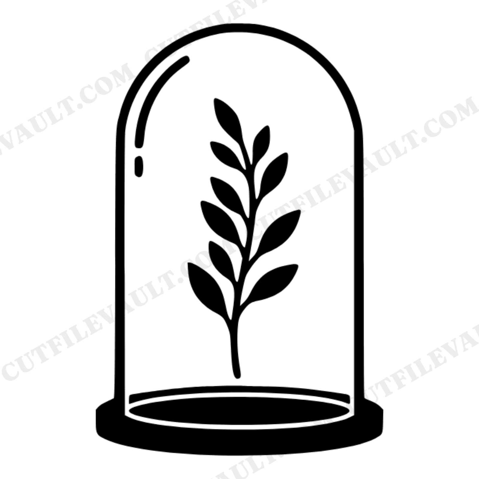 Vintage Bell Jar Botanical SVG PNG, Glass Cloche Dome Cut File, Pressed Flower Herbarium Silhouette, view 1