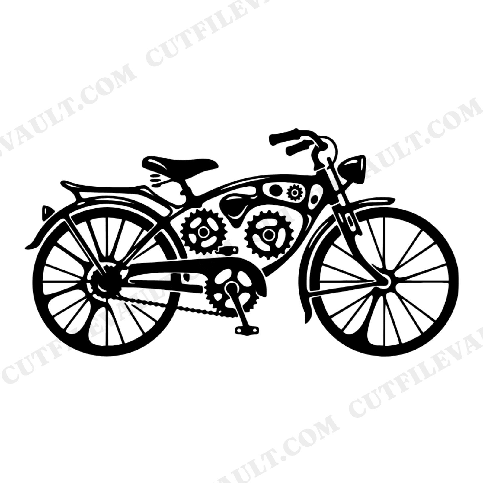 Vintage Bicycle Gears Earth Day Steampunk SVG PNG Cut File Silhouette Eco Friendly Design, view 1