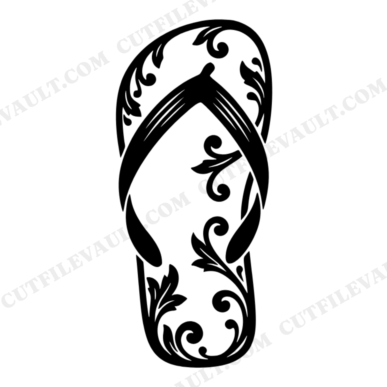 Vintage Botanical Wave Flip Flop SVG PNG Memorial Day Summer Beach Sandal Cut File Design, view 1