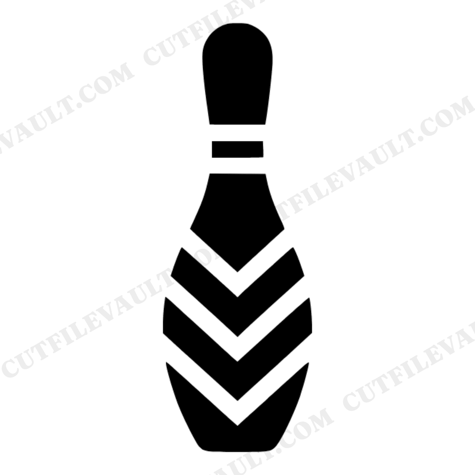 Vintage Bowling Pin SVG PNG Art Deco Chevron Silhouette Cut File Father's Day Retro Bowl Gift, view 1