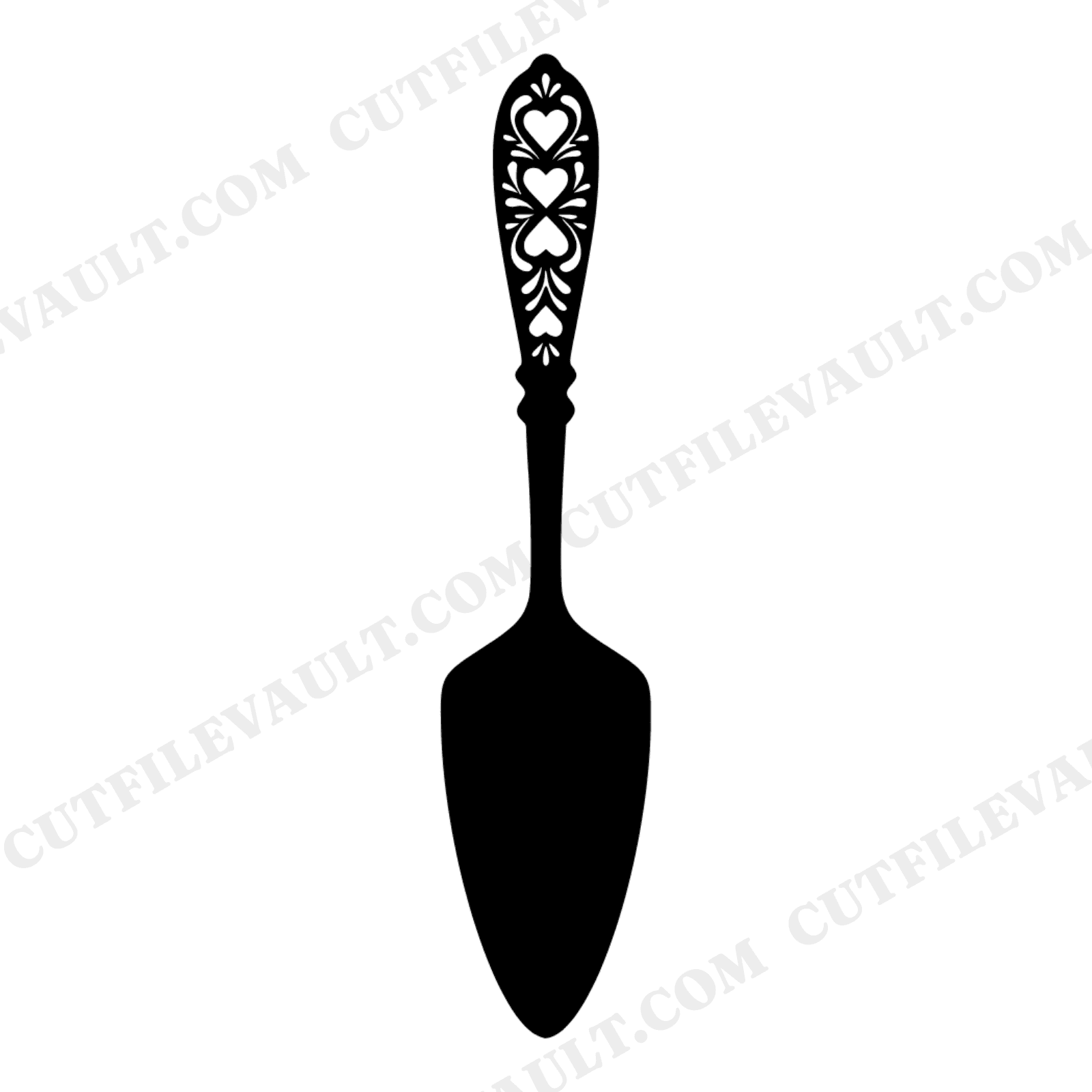 Vintage Cake Server SVG PNG, Scandinavian Folk Art Wedding Cake Knife Cut File for Cricut, view 1