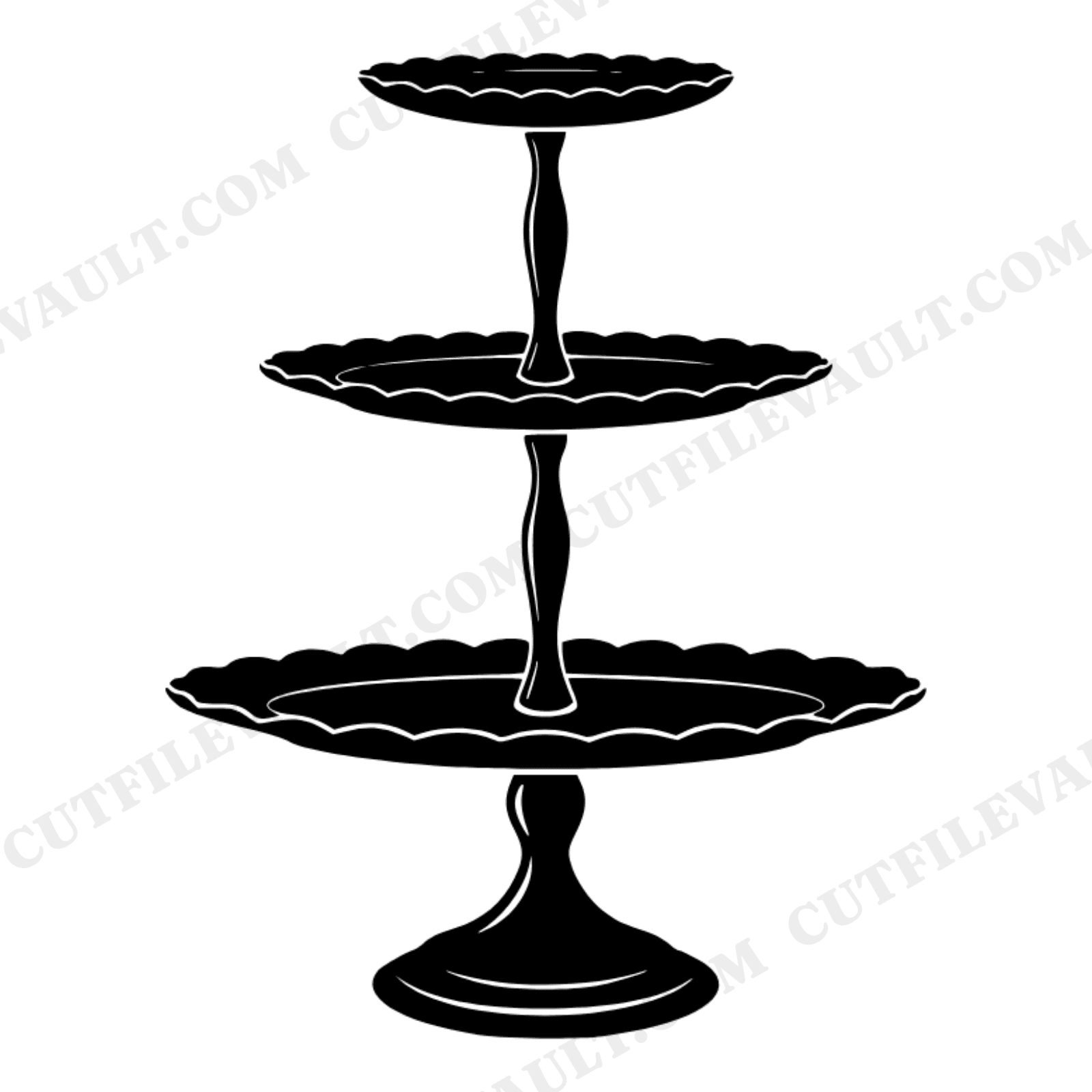Vintage Cake Stand SVG PNG, Three Tier Dessert Stand Silhouette, Retro Wedding Bridal Shower Decor, view 1