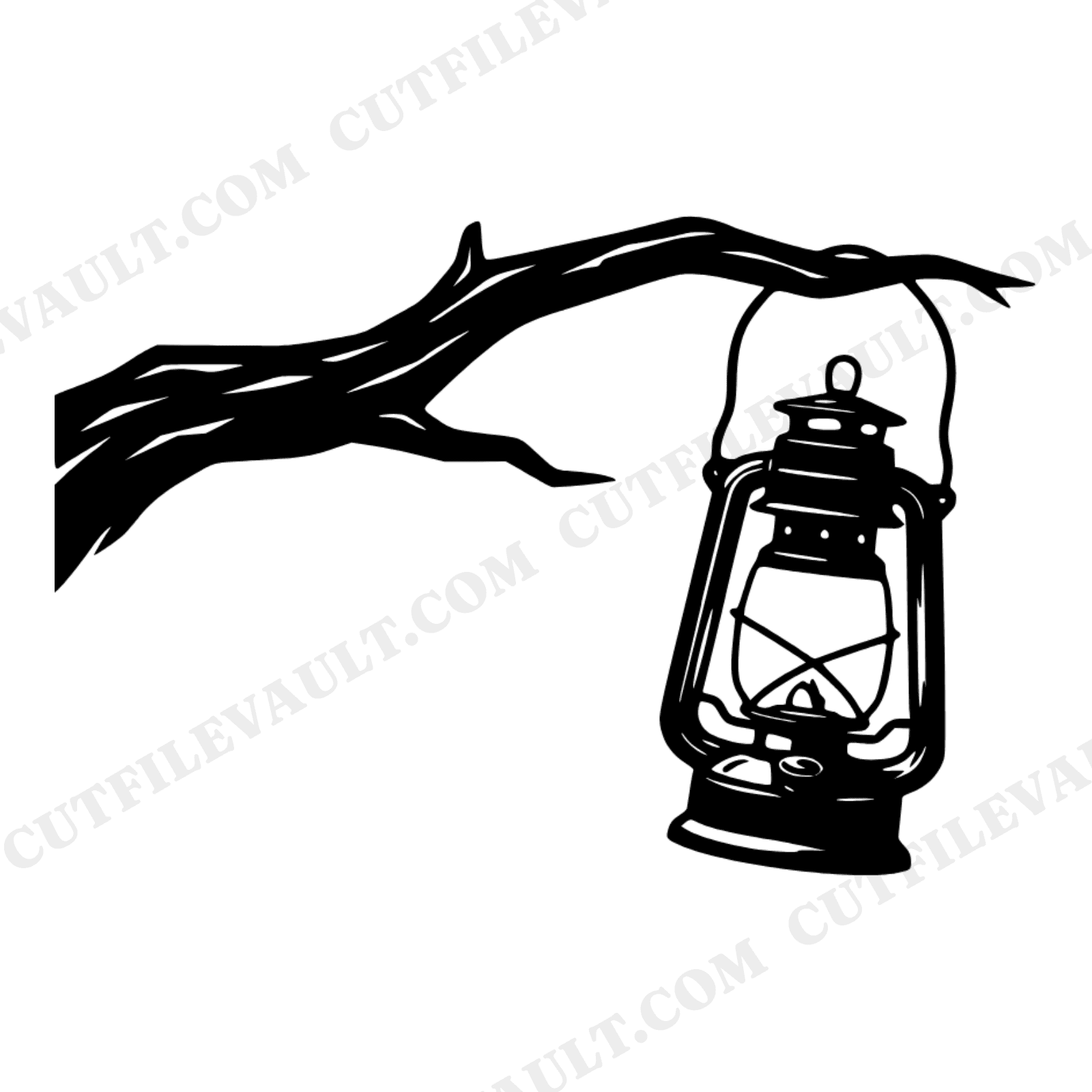 Vintage Camping Lantern SVG PNG, Father's Day Cut File, Rustic Branch Design, Outdoor Adventure, view 1