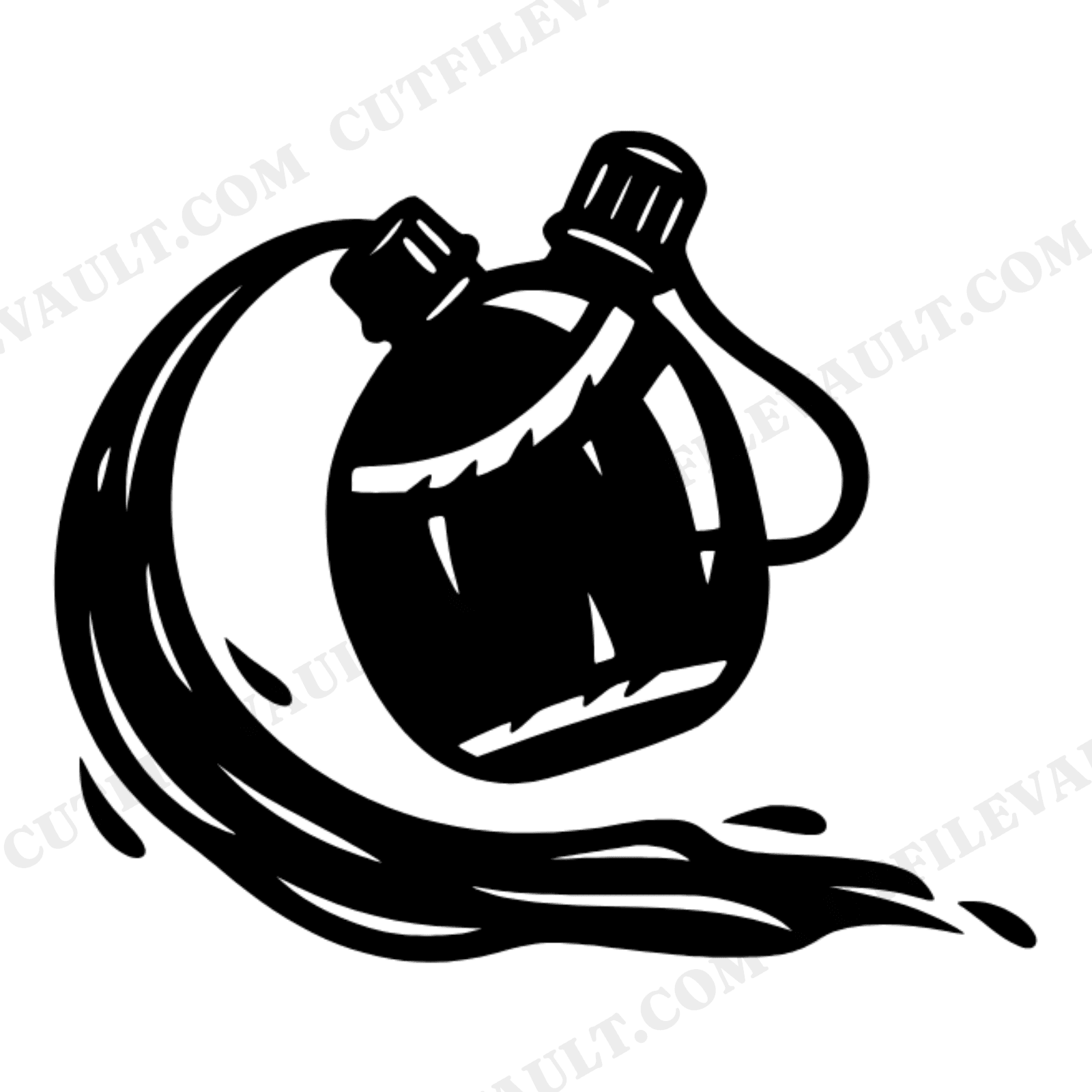 Vintage Canteen Pouring Water SVG PNG Adventure Camping Silhouette Cut File Outdoor Design, view 1
