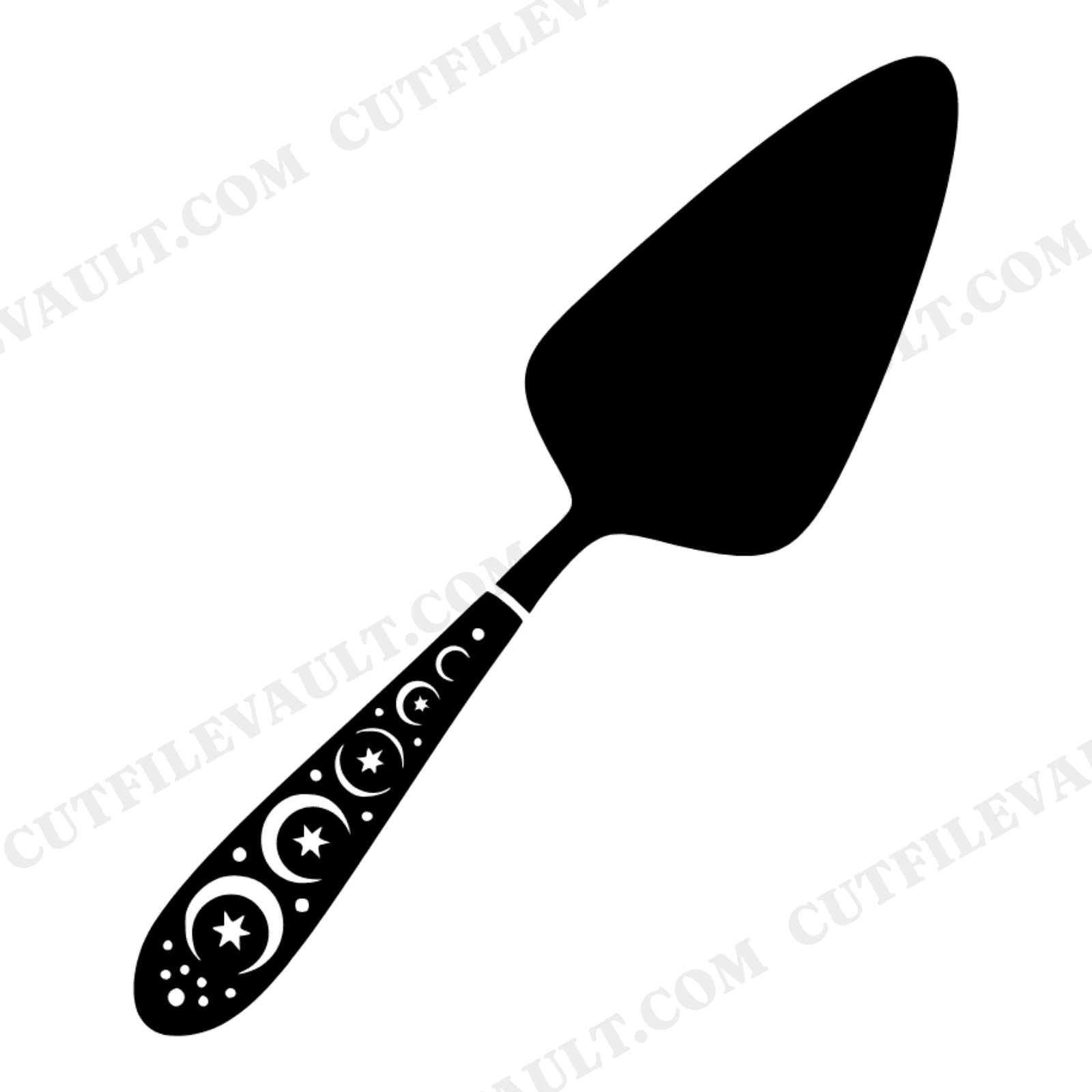 Vintage Celestial Cake Server SVG PNG, Moon Stars Mystical Wedding Cutting File, Retro Baker Cut, view 1