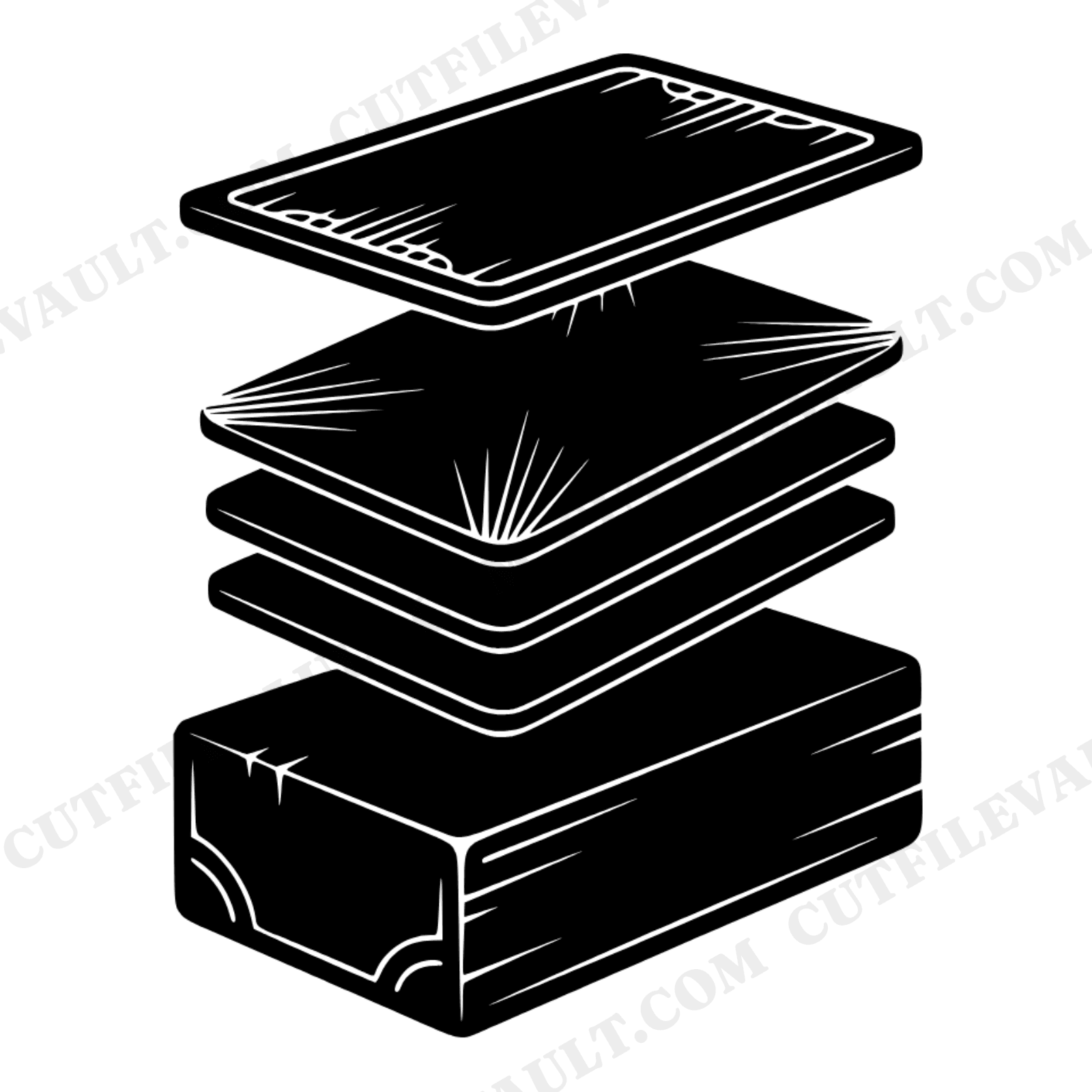 Vintage Chalkboard Eraser Exploded Diagram SVG PNG Art Deco Teacher School Classroom Retro Cut File, view 1