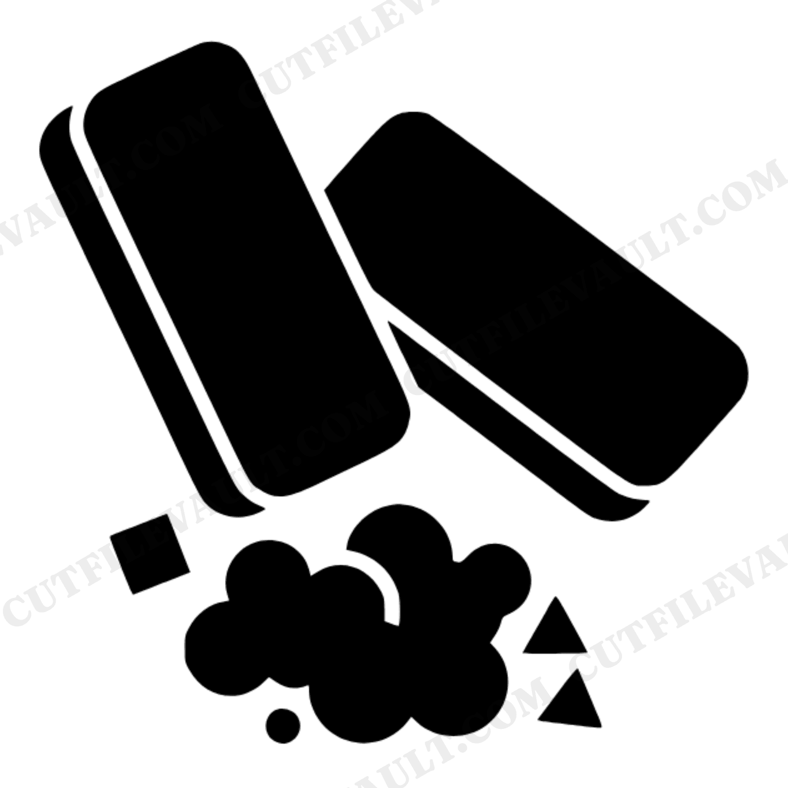 Vintage Chalkboard Erasers SVG PNG, Retro School Eraser Cut File, Back to School Clipart Design, view 1