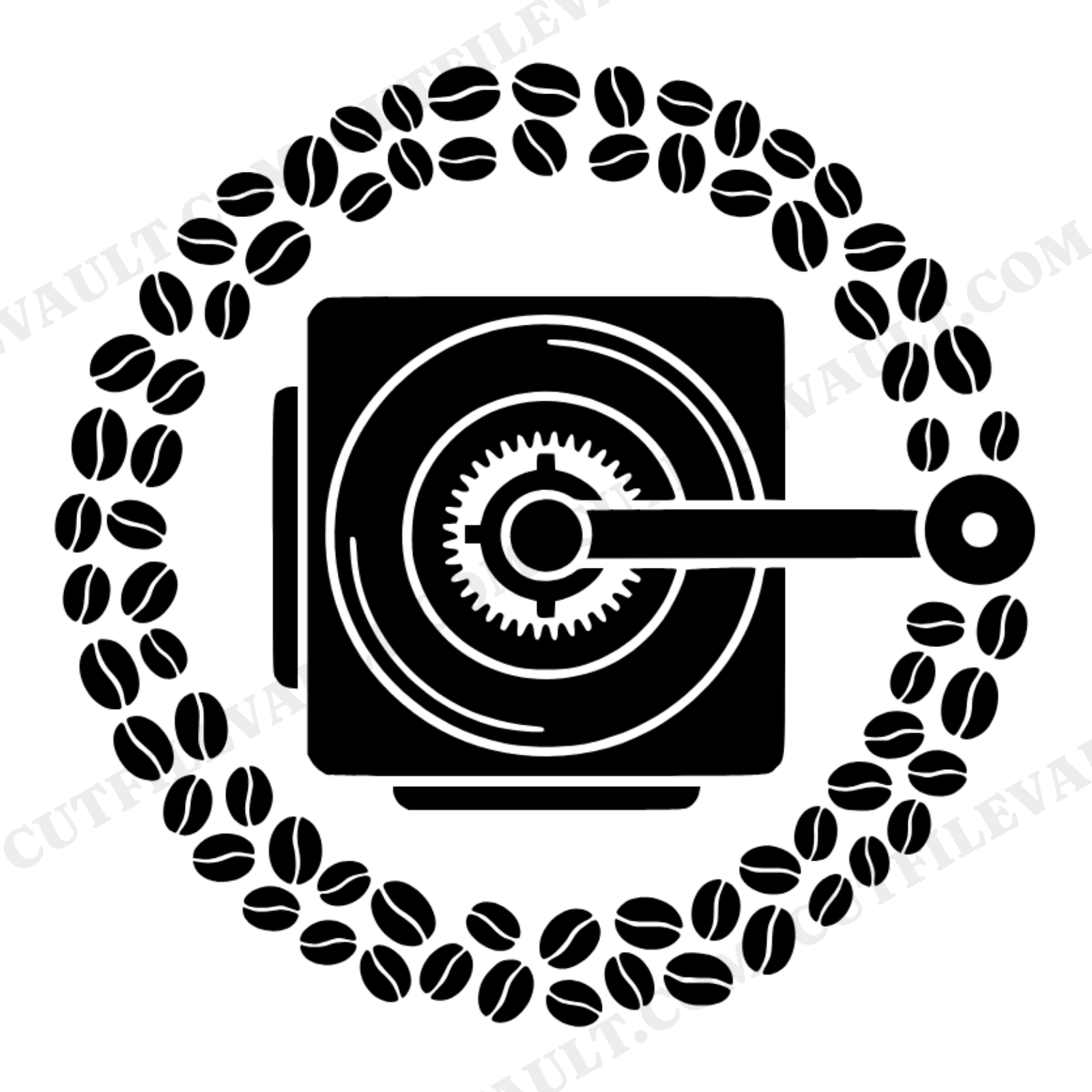 Vintage Coffee Grinder SVG PNG, Overhead View Coffee Beans, Mid-Century Coffee Lover Gift Cut File, view 1