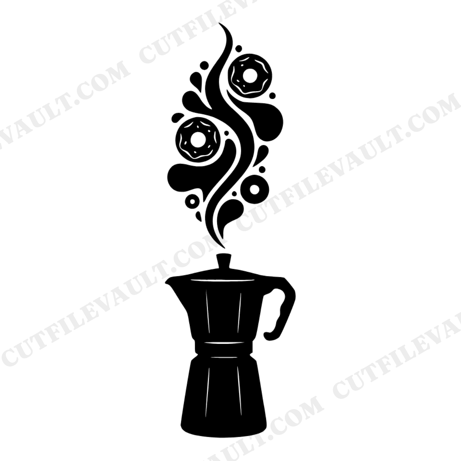 Vintage Coffee Percolator Donut SVG PNG, National Donut Day Cut File, Retro Kitchen Clipart, view 1