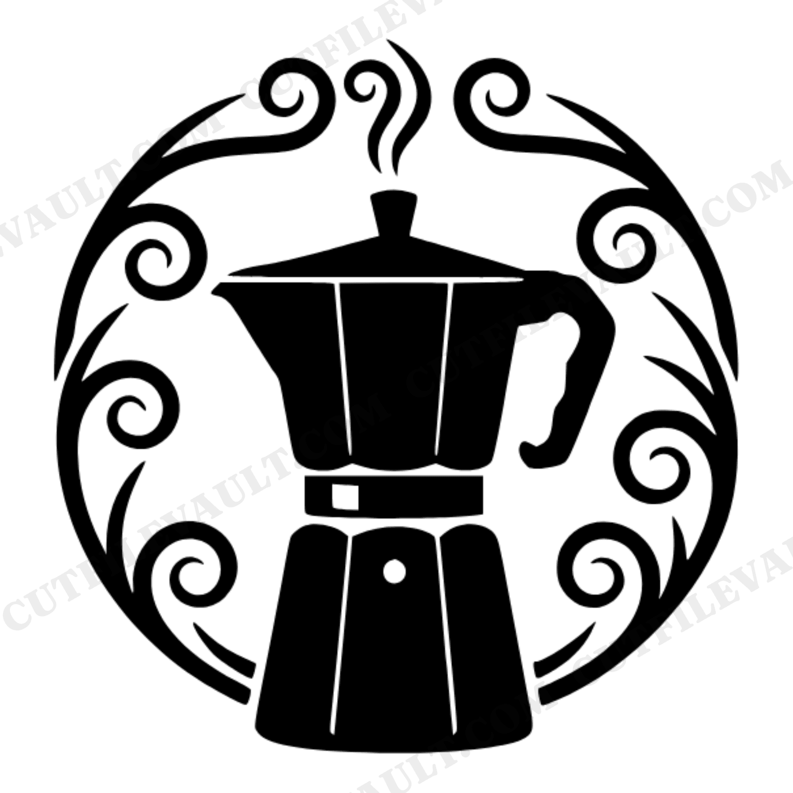Vintage Coffee Percolator SVG PNG, Retro Stovetop Coffee Pot with Steam Swirls, Fall Autumn Craft, view 1