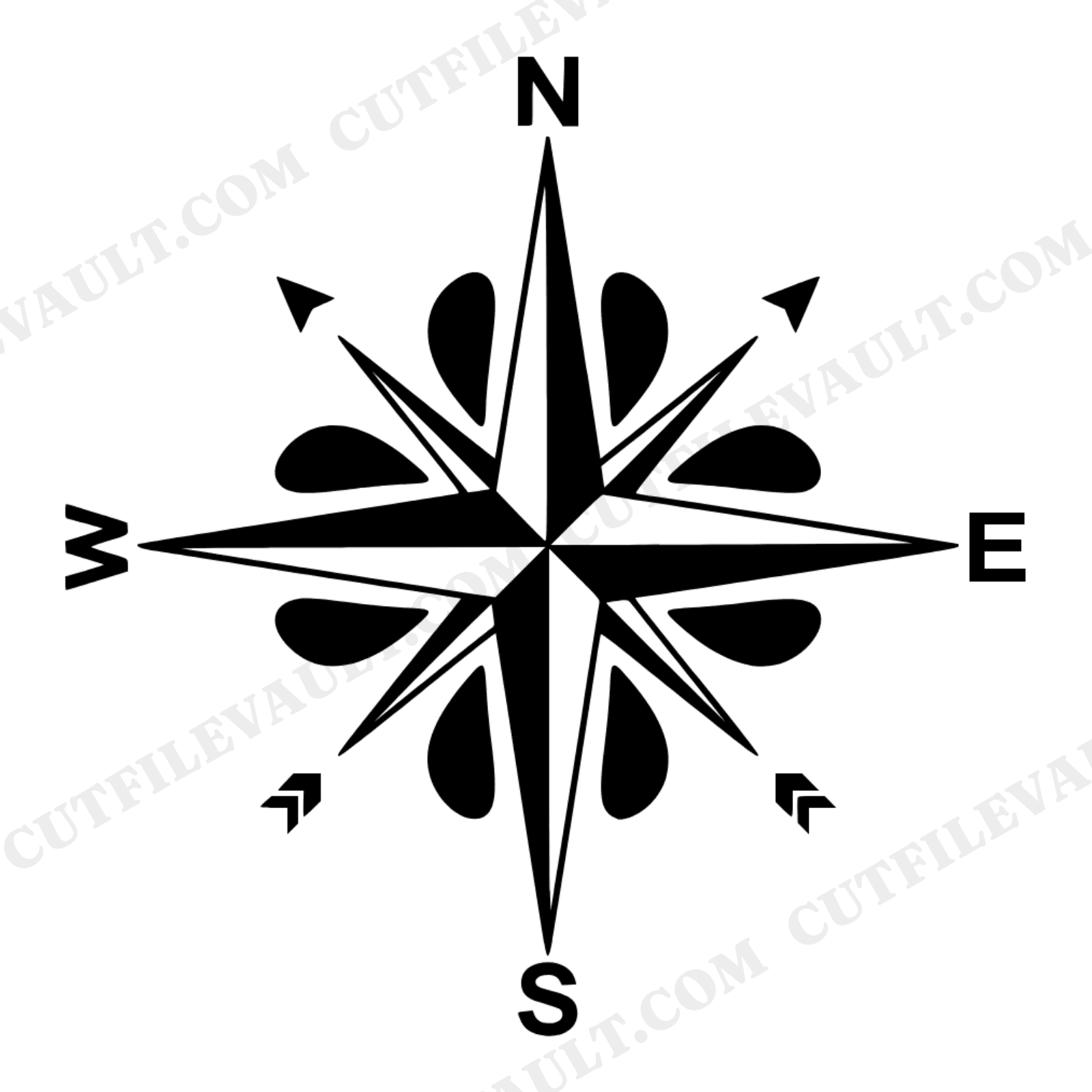 Vintage Compass Rose SVG PNG, Mid Century Modern Navigation Adventure Design Cut File, view 1