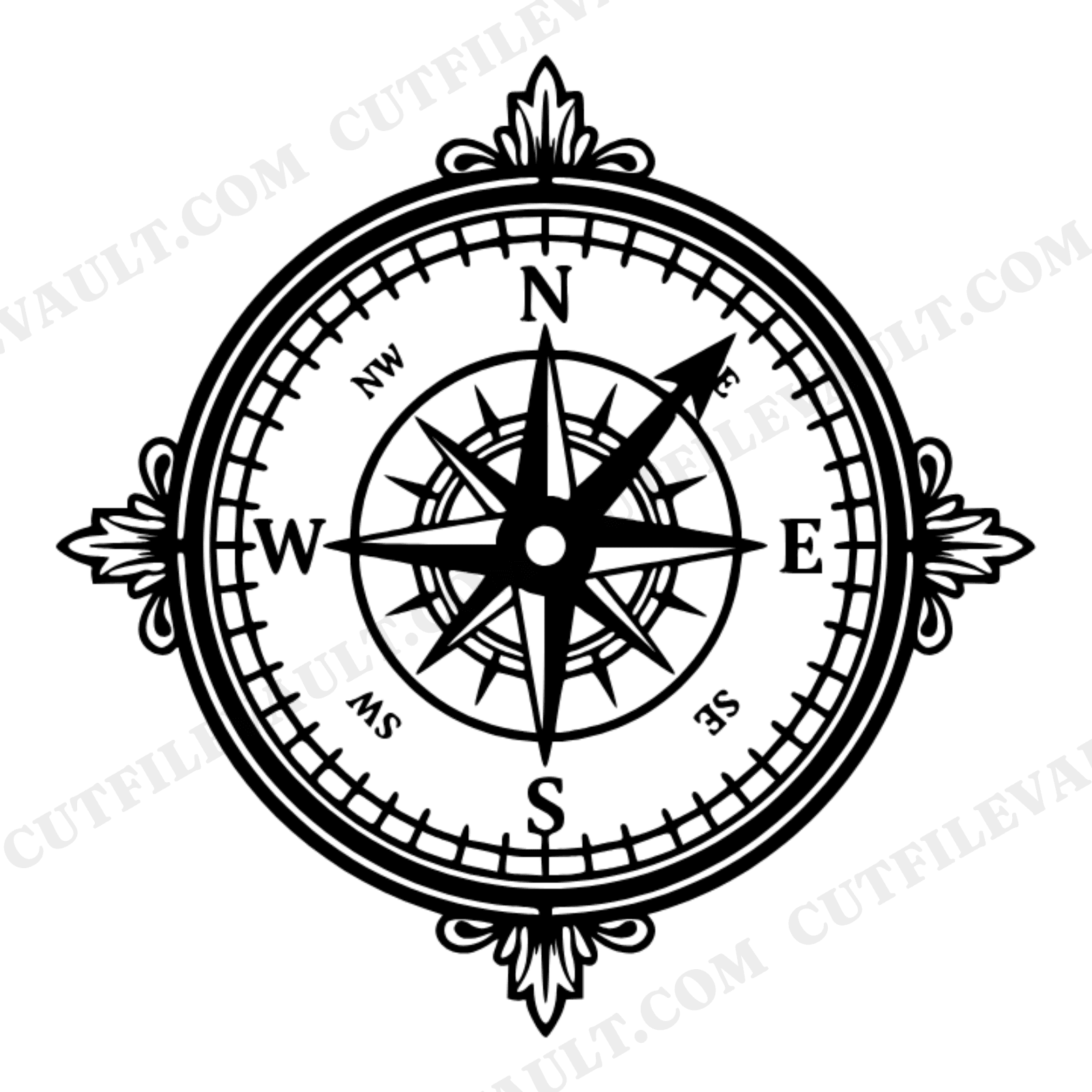 Vintage Compass Rose SVG PNG Northwest Camping Silhouette Cut File for Father's Day Crafts, view 1