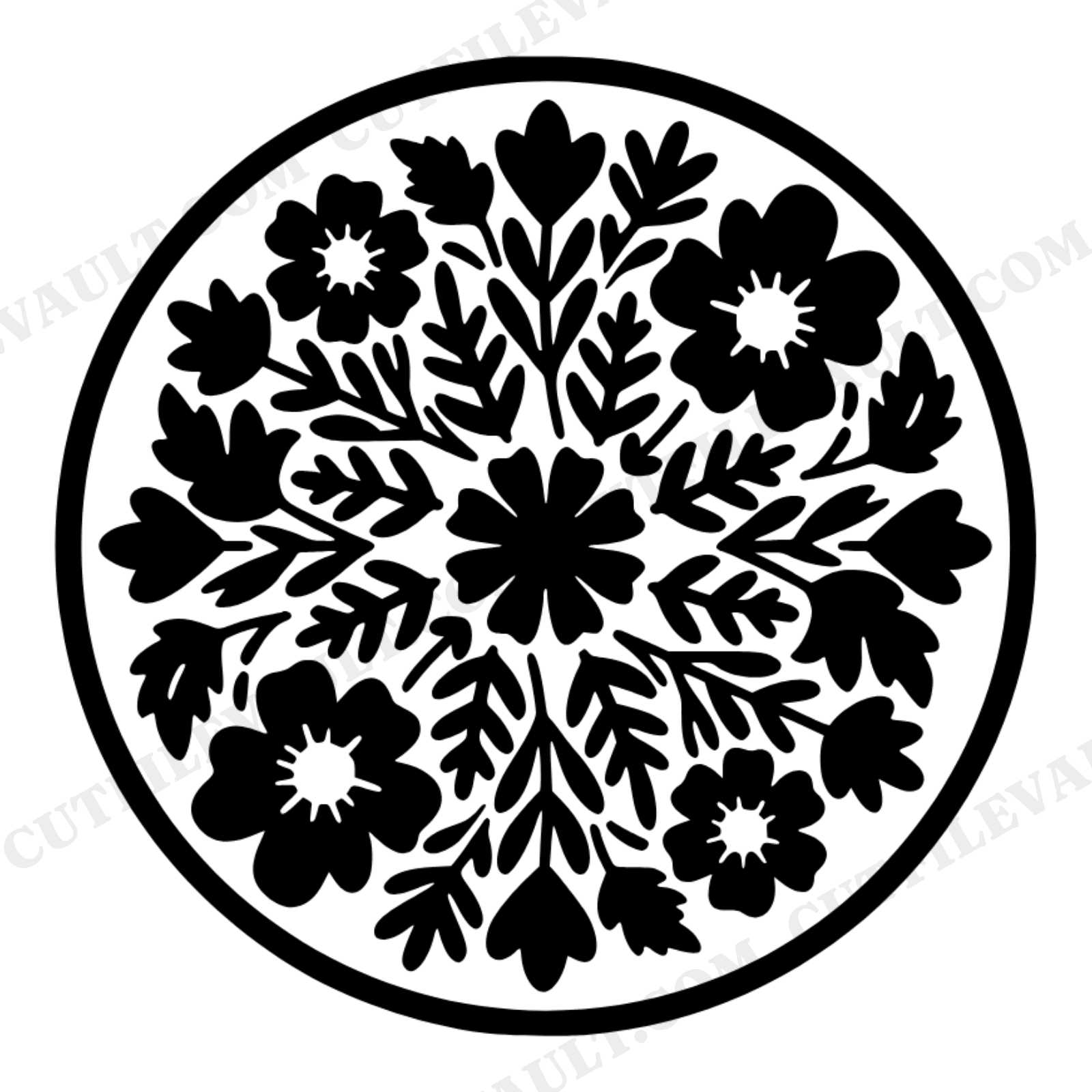 Vintage Cookie Stamp SVG PNG, Donut Day Floral Silhouette, Cottagecore Bakery Cut File Design, view 1