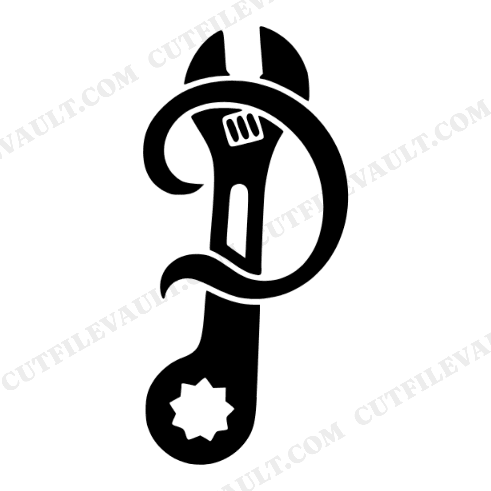 Vintage Crescent Wrench Monogram Flourish SVG PNG, Father's Day Tool Design for Dad Gifts, view 1