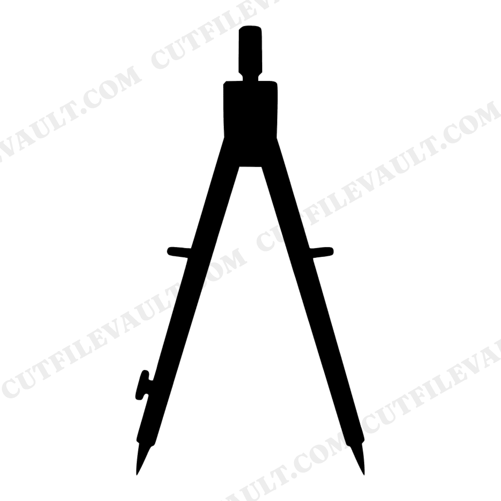 Vintage Drafting Compass SVG PNG, Mid-Century Technical Drawing Tool, Back to School Cut File, view 1