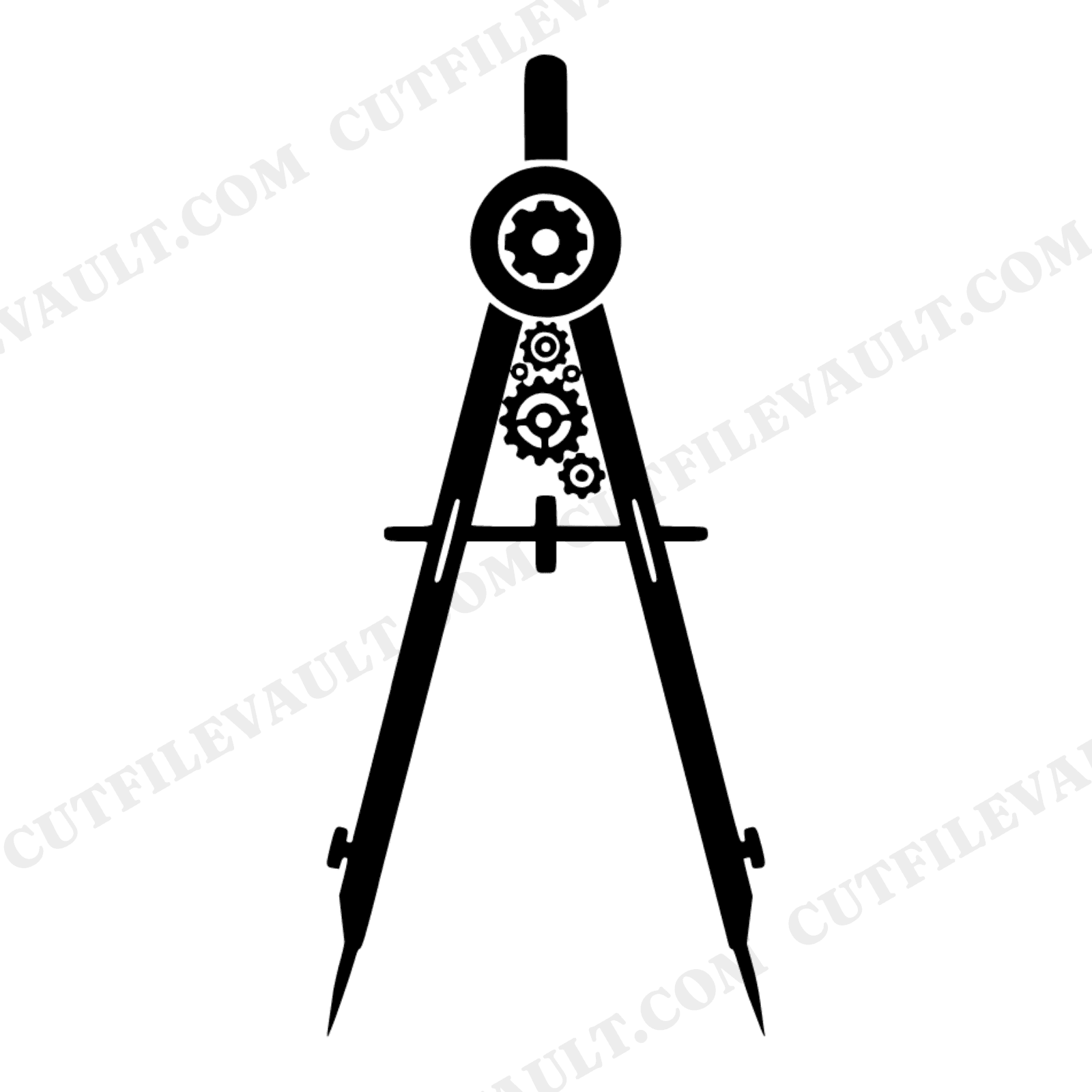 Vintage Drafting Compass SVG PNG, Steampunk Gears Art Deco Geometric Cut File, Back to School, view 1