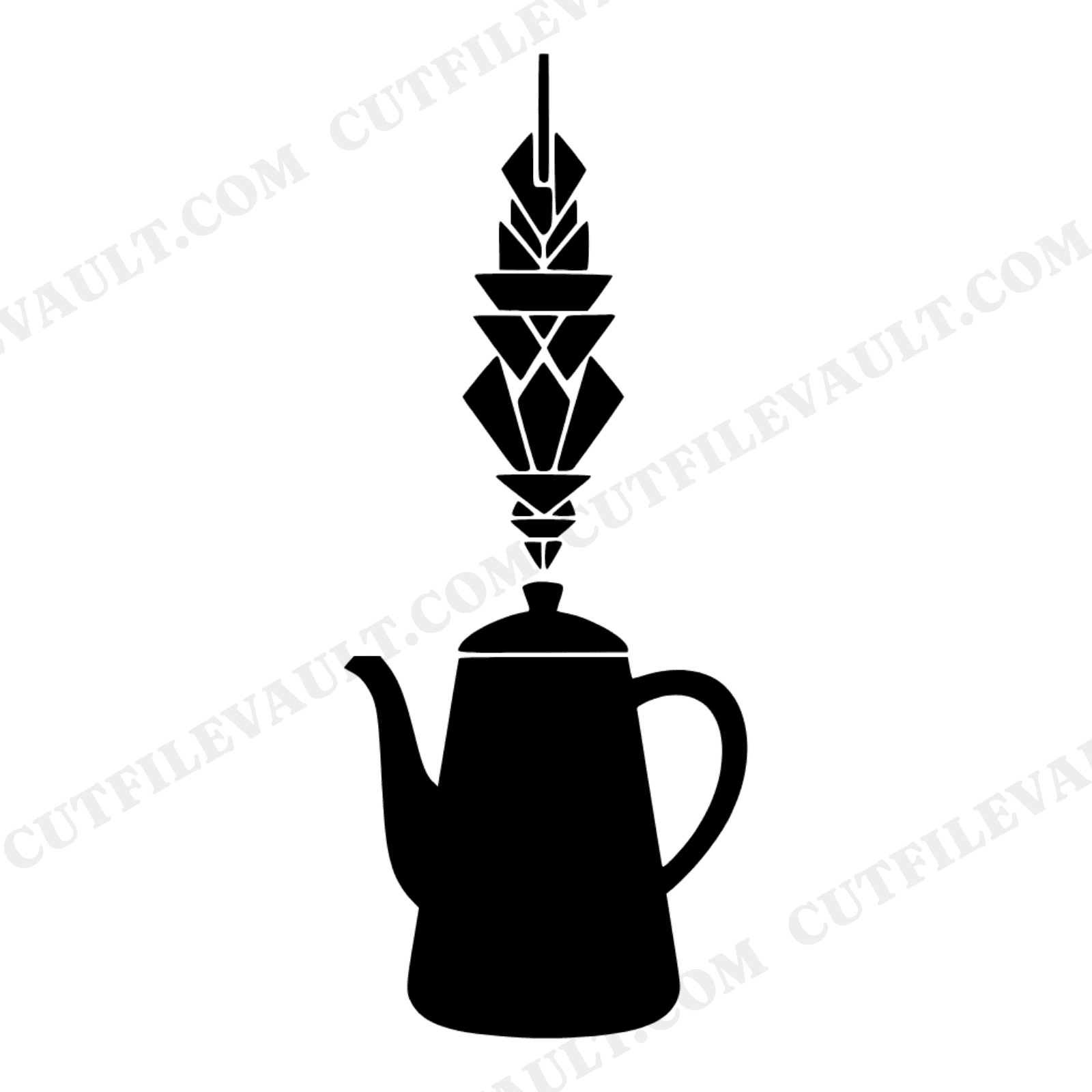Vintage Farmhouse Coffee Percolator SVG PNG Art Deco Geometric Steam Kitchen Wall Decor Cut File, view 1