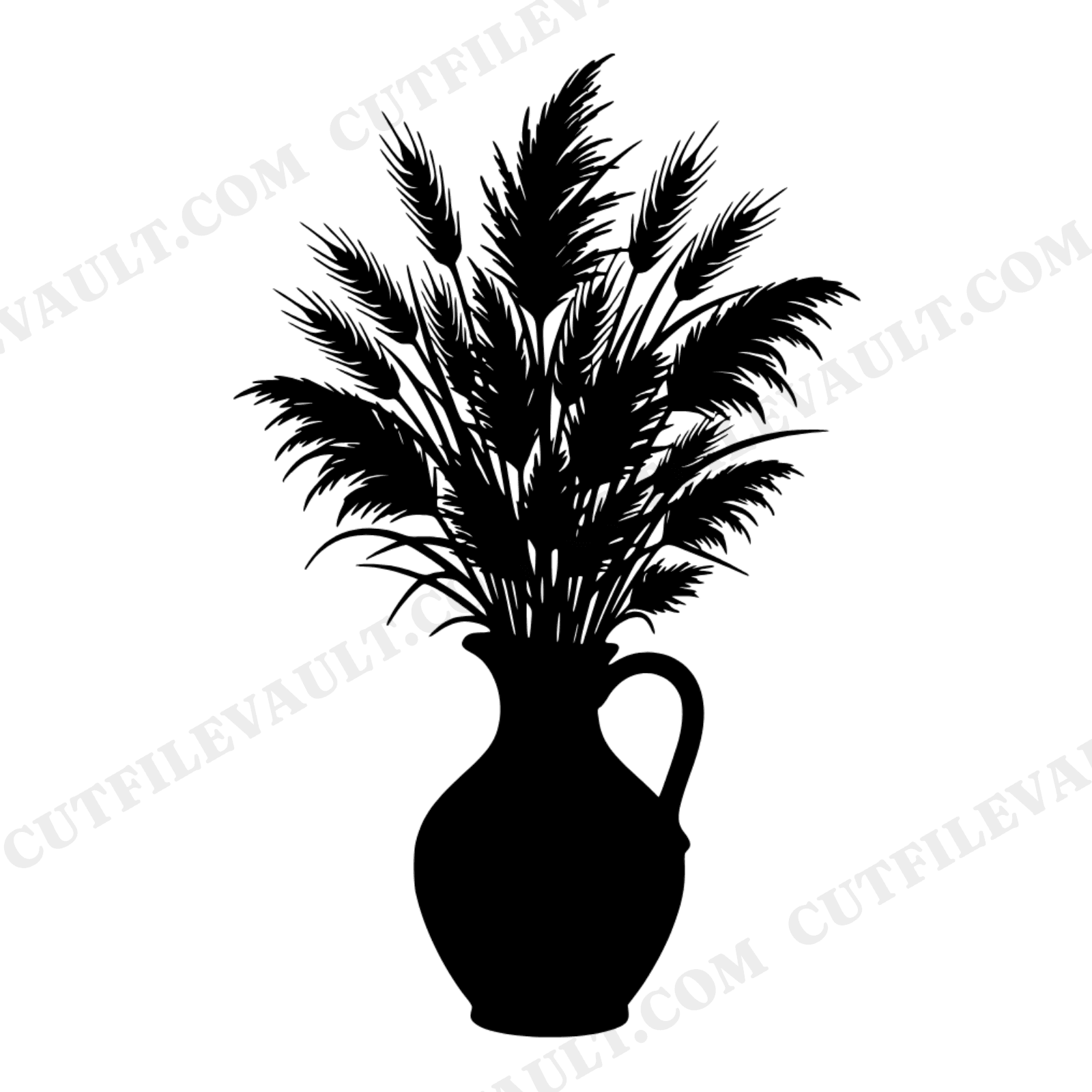 Vintage Farmhouse Jug SVG PNG, Autumn Grasses Cut File, Thanksgiving Decor, Boho Rustic Harvest Design, view 1