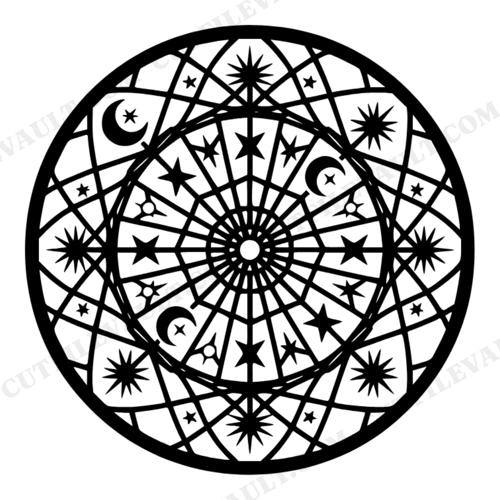 Vintage Fishing Creel Basket SVG PNG Celestial Medallion Cut File Father's Day Mystical Design, view 1
