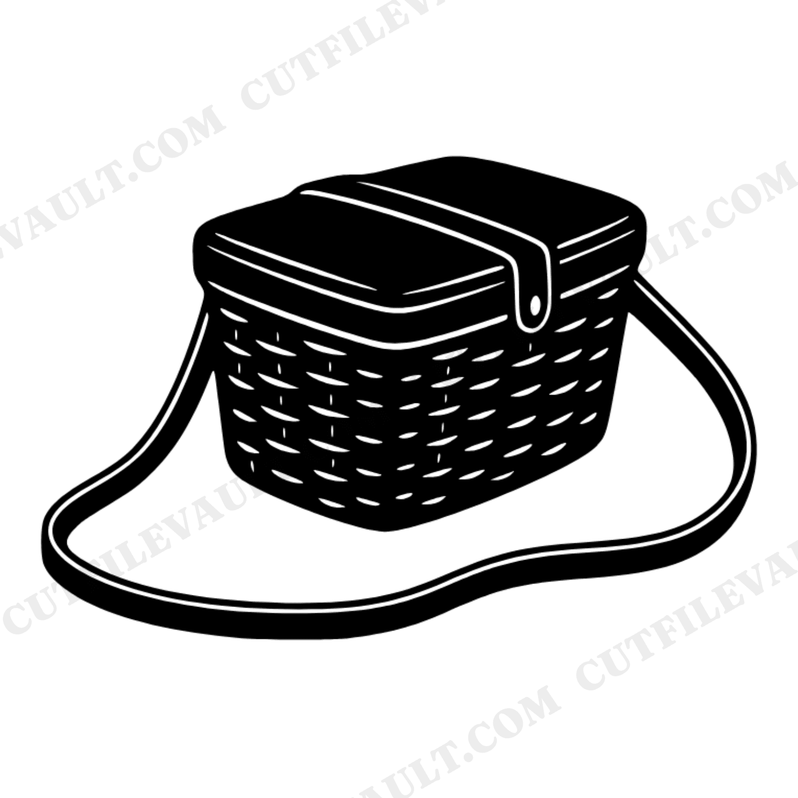 Vintage Fishing Creel Basket SVG PNG, Father's Day Cut File, Fisherman Dad Gift, Retro Wicker Basket, view 1