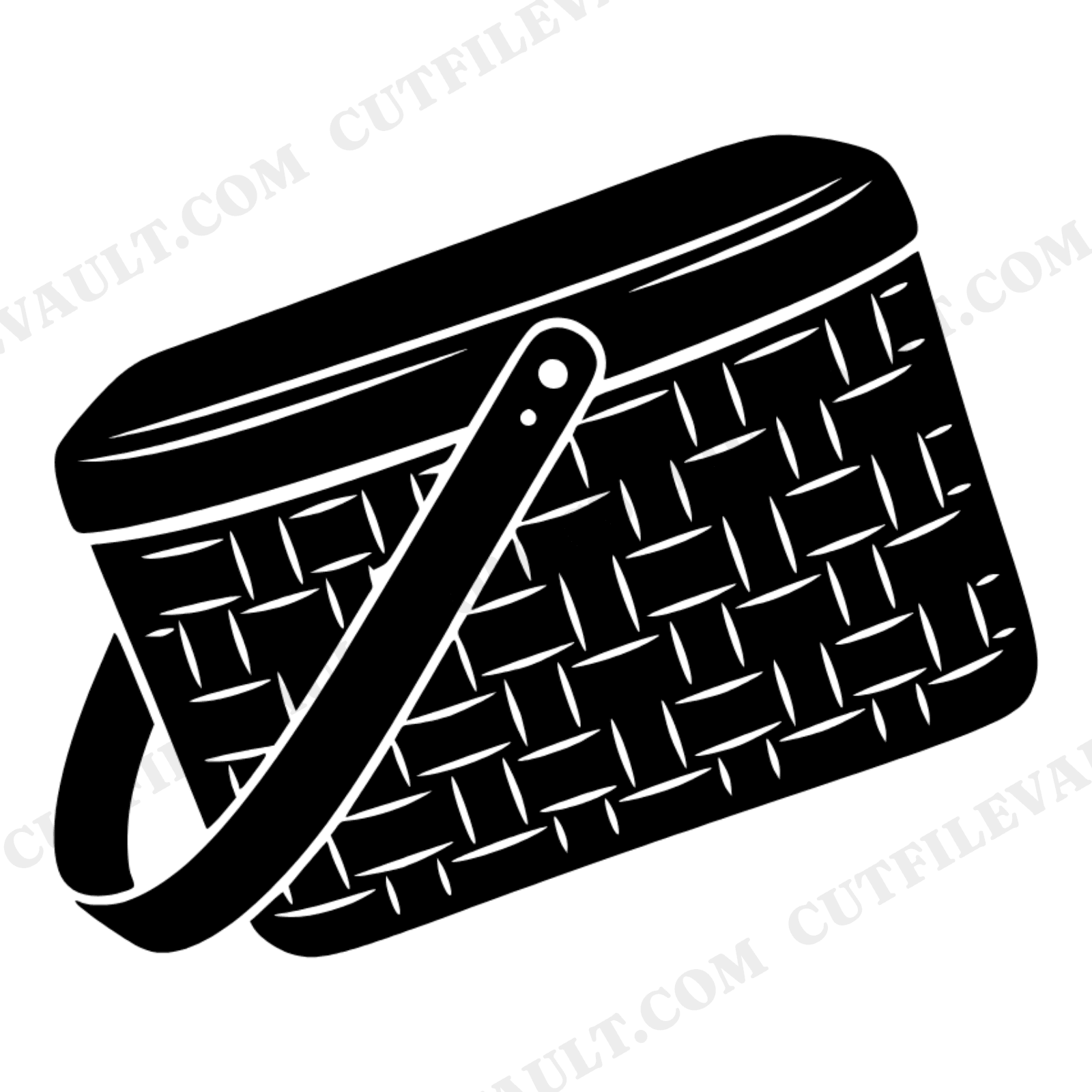 Vintage Fishing Creel Basket SVG PNG, Retro 70s Father's Day Cut File, Tilted Woven Creel Design, view 1