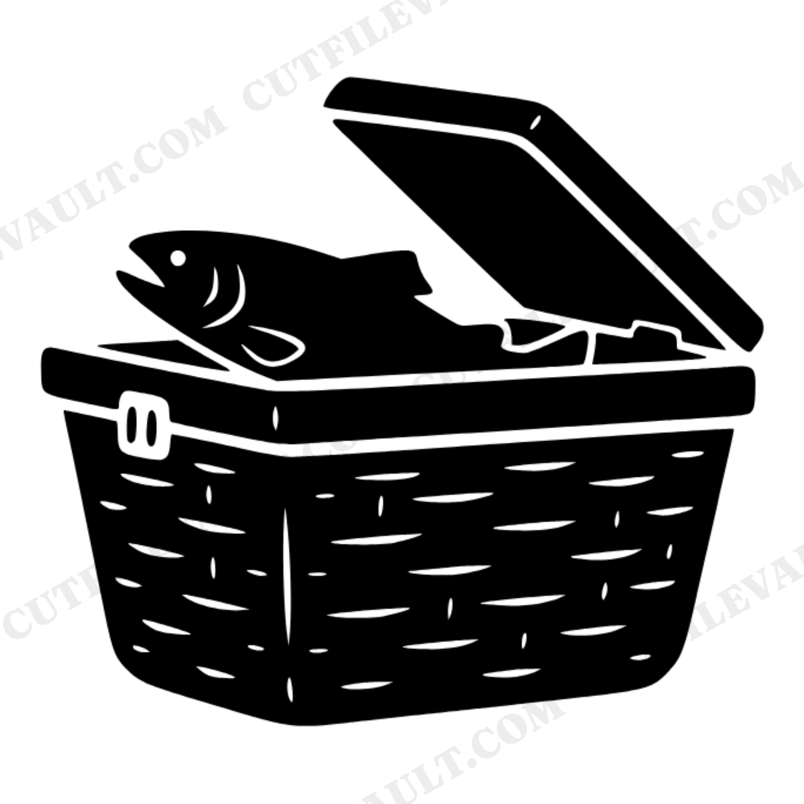 Vintage Fishing Creel Basket SVG PNG, Trout Fish Dad SVG, Father's Day Cut File, Fisherman Gift, view 1