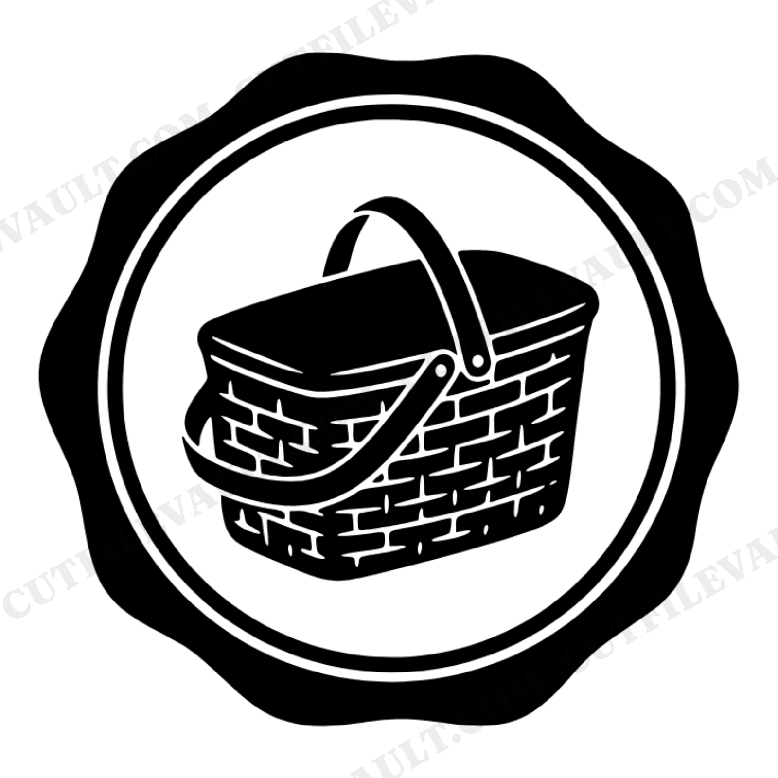 Vintage Fishing Creel SVG PNG, Wax Seal Emblem, Fathers Day Fishing Basket Cut File, Dad Gift, view 1