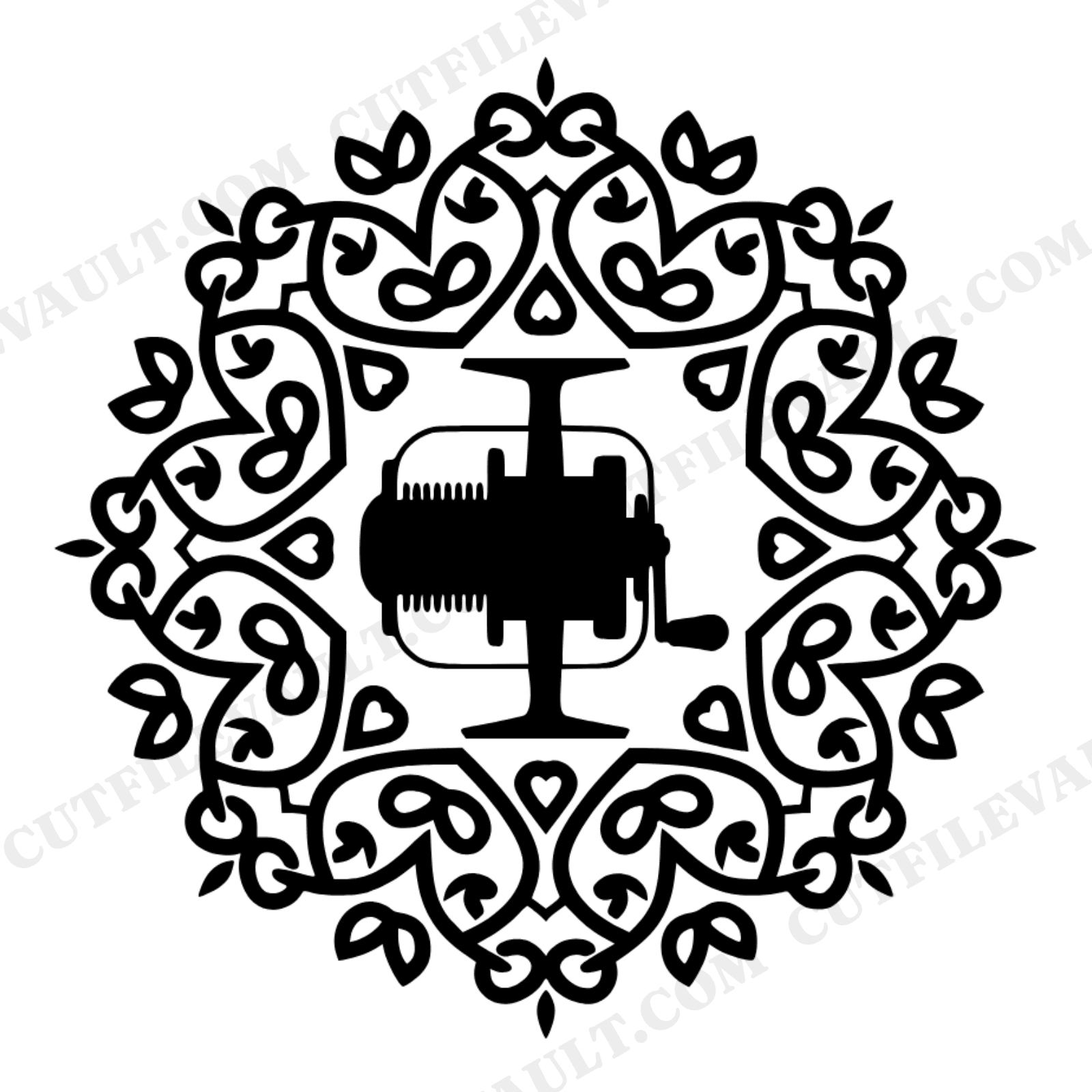 Vintage Fishing Reel Mandala SVG PNG Father's Day Cut File Angler Dad Gift Design, view 1