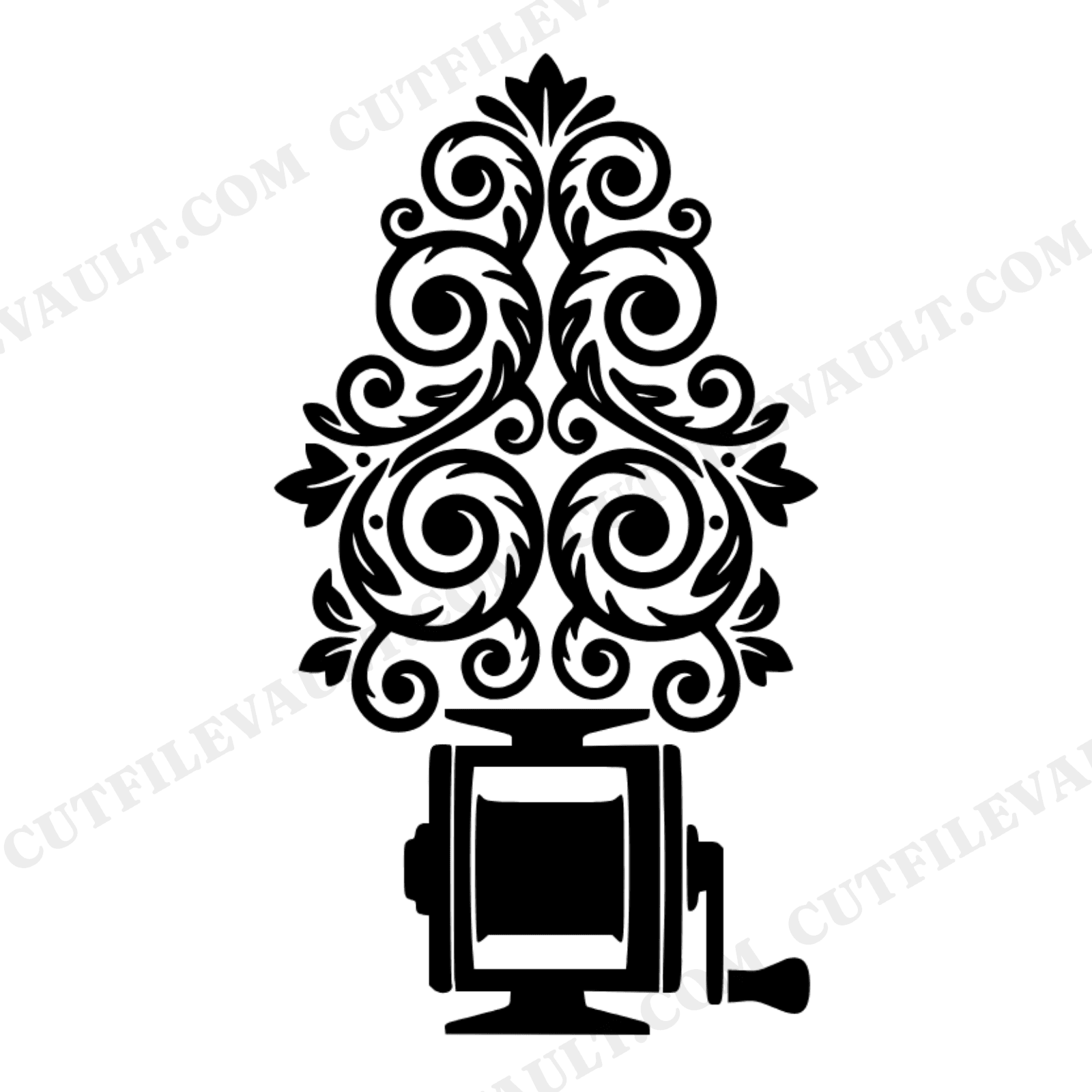 Vintage Fishing Reel Monogram Frame SVG PNG, Heraldic Crest Cut File, Father's Day Design, view 1