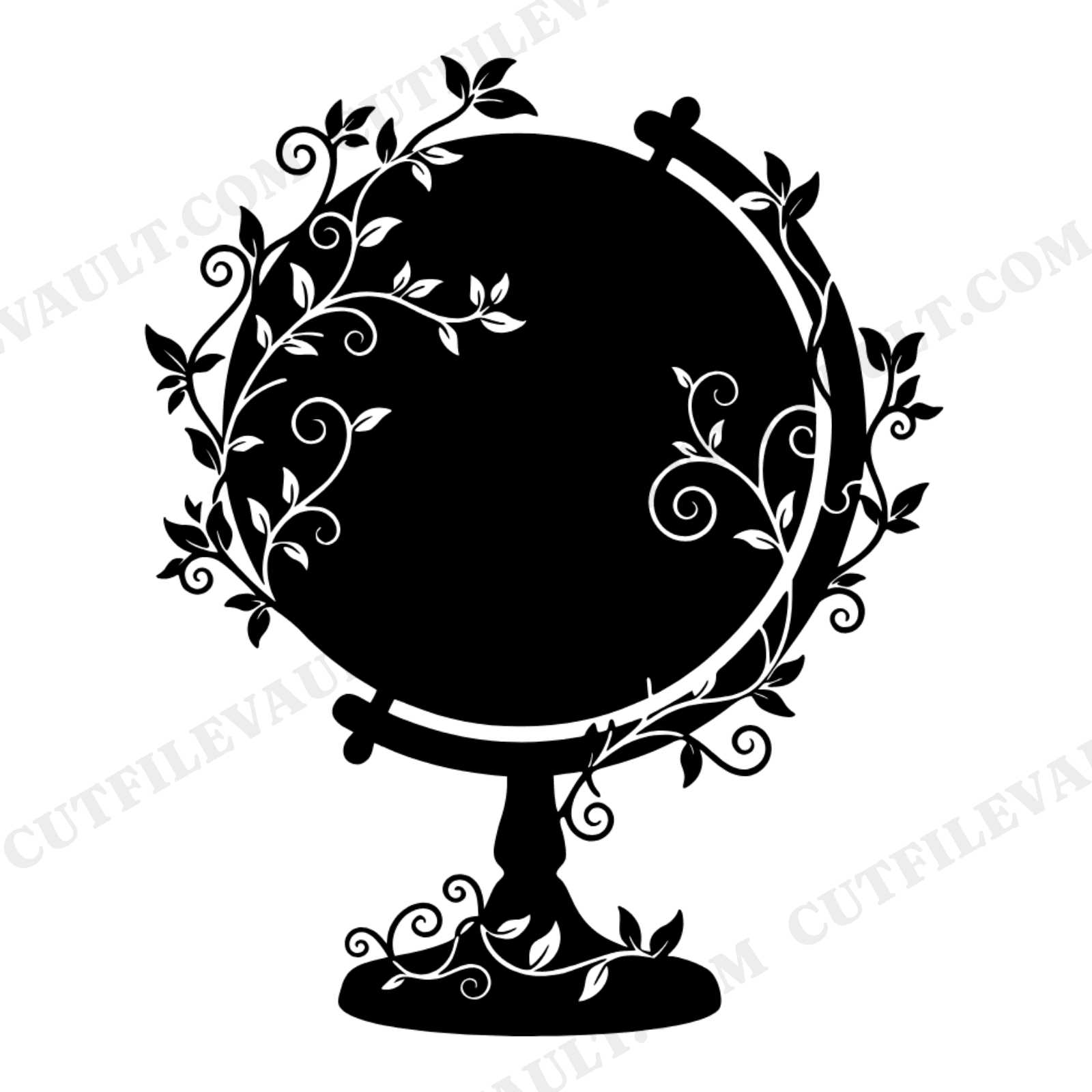 Vintage Globe with Floral Vine SVG PNG, Cottagecore Teacher Gift, 1950s Classroom Decor Cut File, view 1