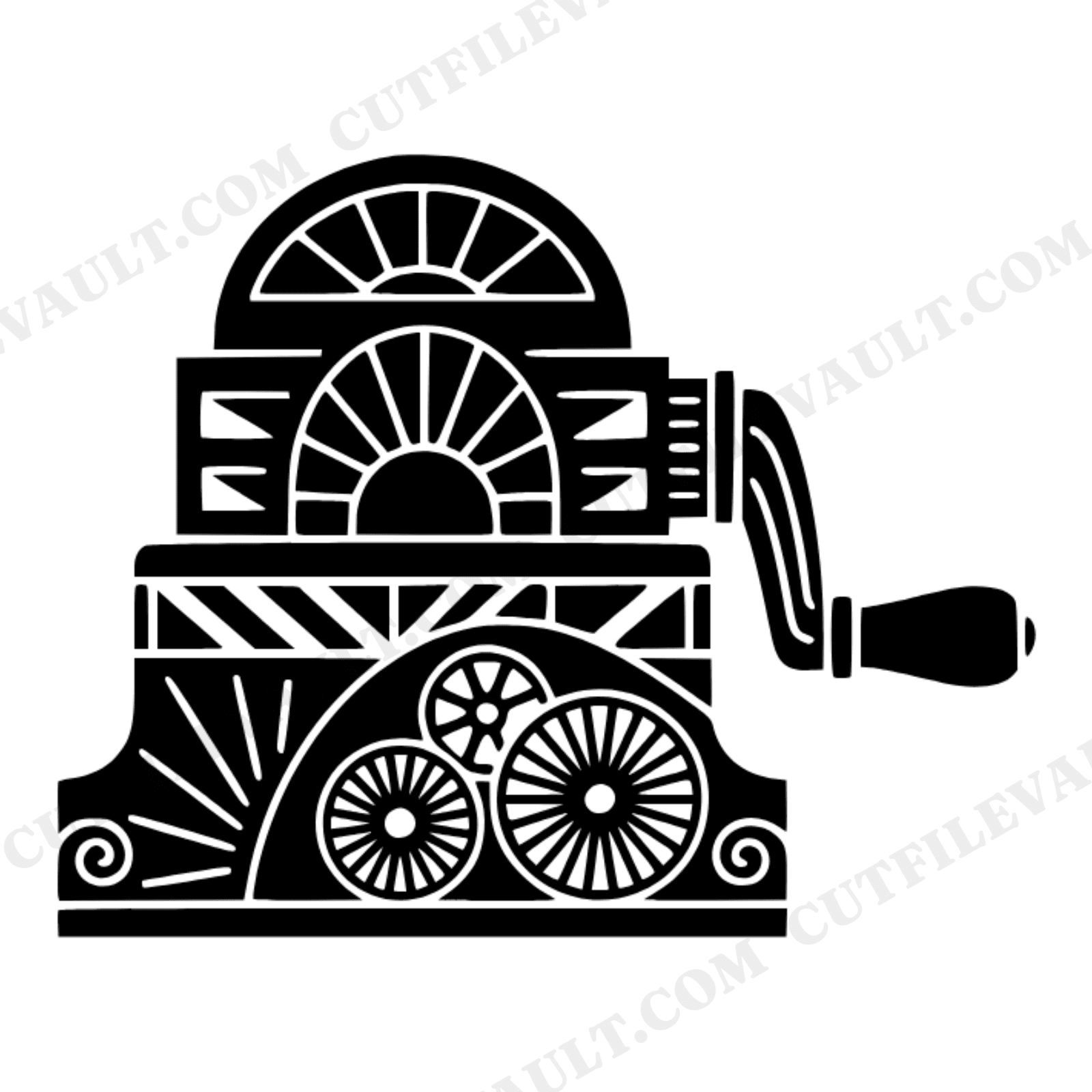 Vintage Hand Crank Pencil Sharpener SVG PNG Art Deco Folk Art Cut File Back to School Teacher, view 1