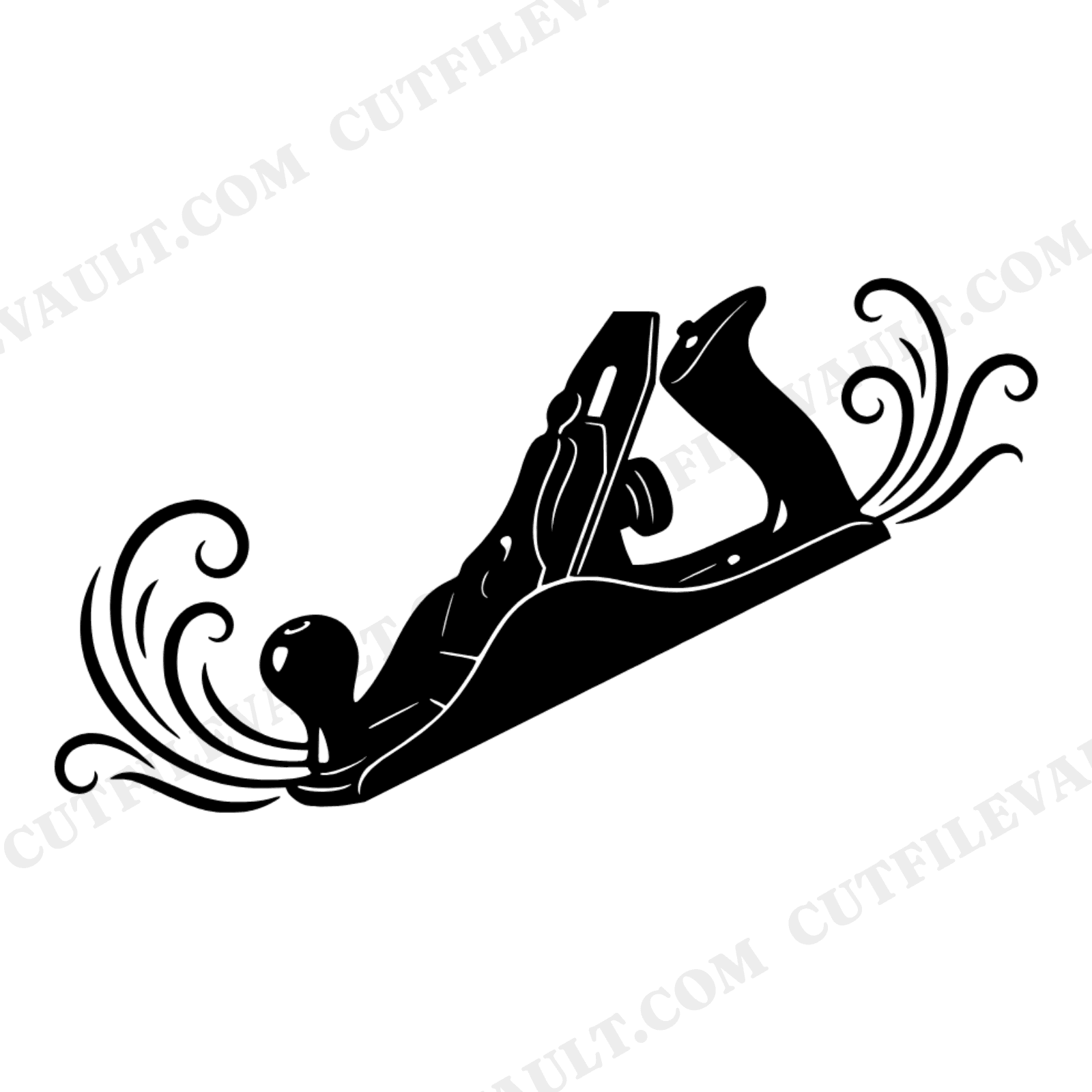 Vintage Hand Plane SVG PNG, Wood Shavings Silhouette, Woodworker Dad Gift, Father's Day Craft Cut File, view 1