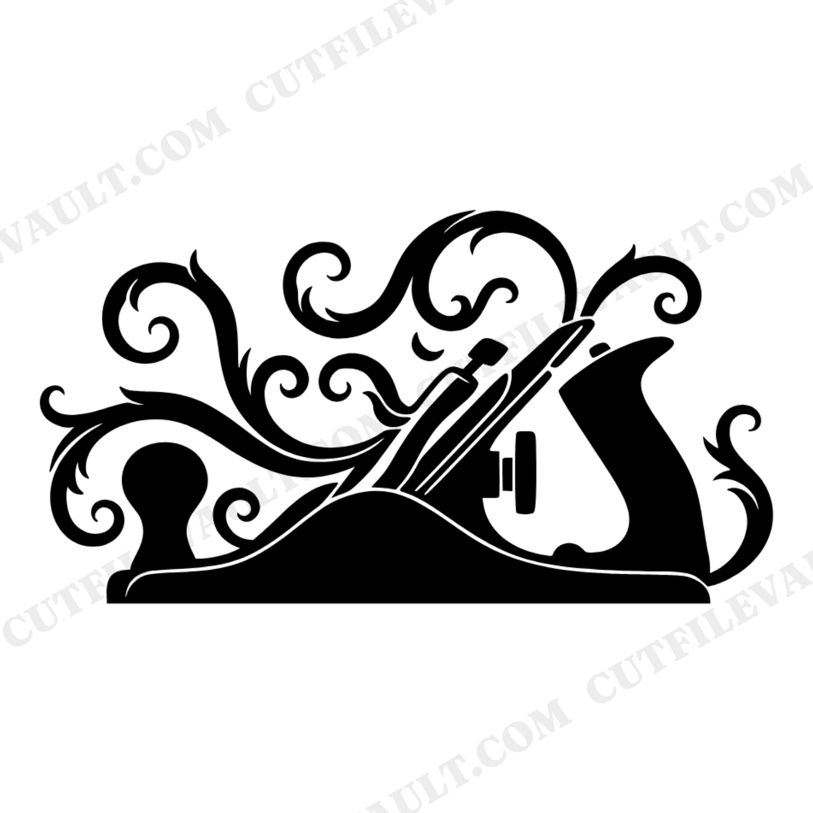 Vintage Hand Plane SVG PNG, Wood Shavings Wedding Clipart, Rustic Woodworker Craftsman Cut File, view 1