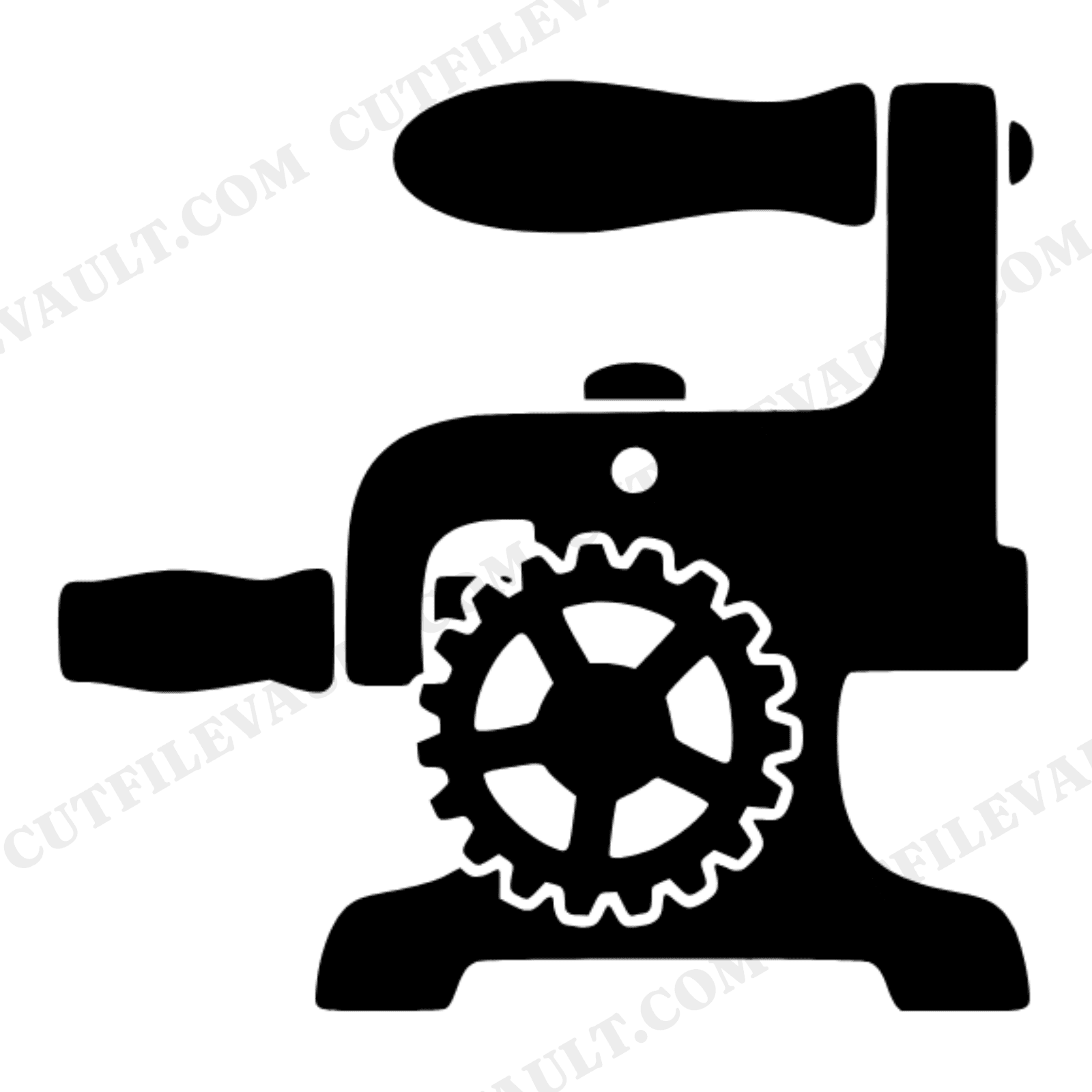 Vintage Ice Cream Maker Handle SVG PNG, Retro 1950s Kitchen Decor Cut File, Hand Crank Silhouette, view 1