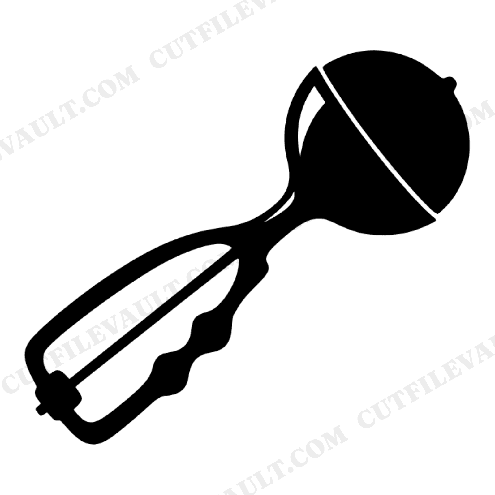 Vintage Ice Cream Scoop SVG PNG, Retro Kitchen Utensil Silhouette, Diagonal Motion Ice Cream Scoop, view 1