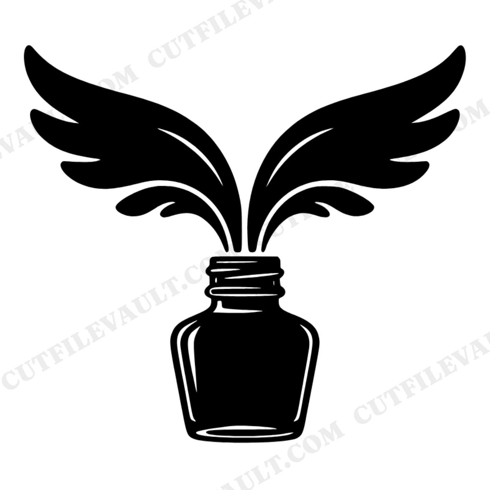 Vintage Ink Bottle SVG PNG, Boho Wing Splash Design, Teacher Appreciation Gift, Back to School Cut File, view 1