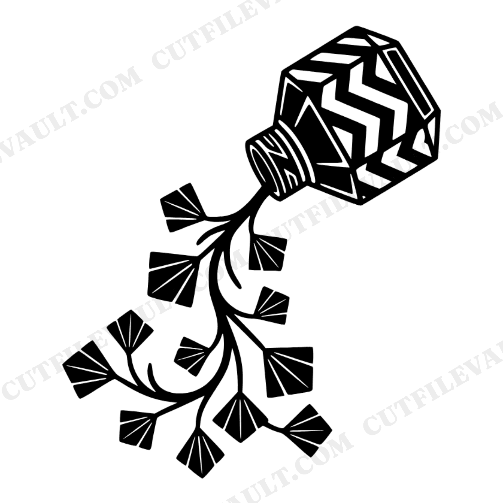 Vintage Inkwell Vine Art Deco SVG PNG Cut File Silhouette Back to School Scholar Botanical Design, view 1