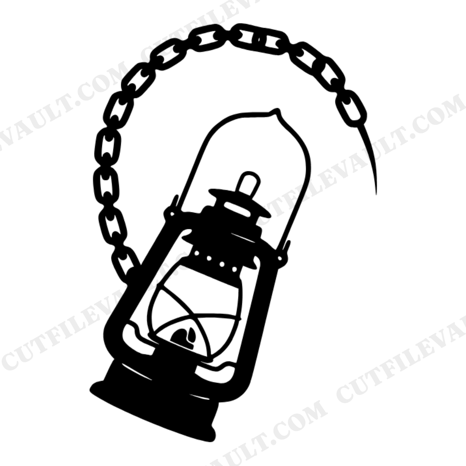 Vintage Lantern Swinging on Chain SVG PNG Halloween Silhouette Cut File Boho Folk Art Design, view 1