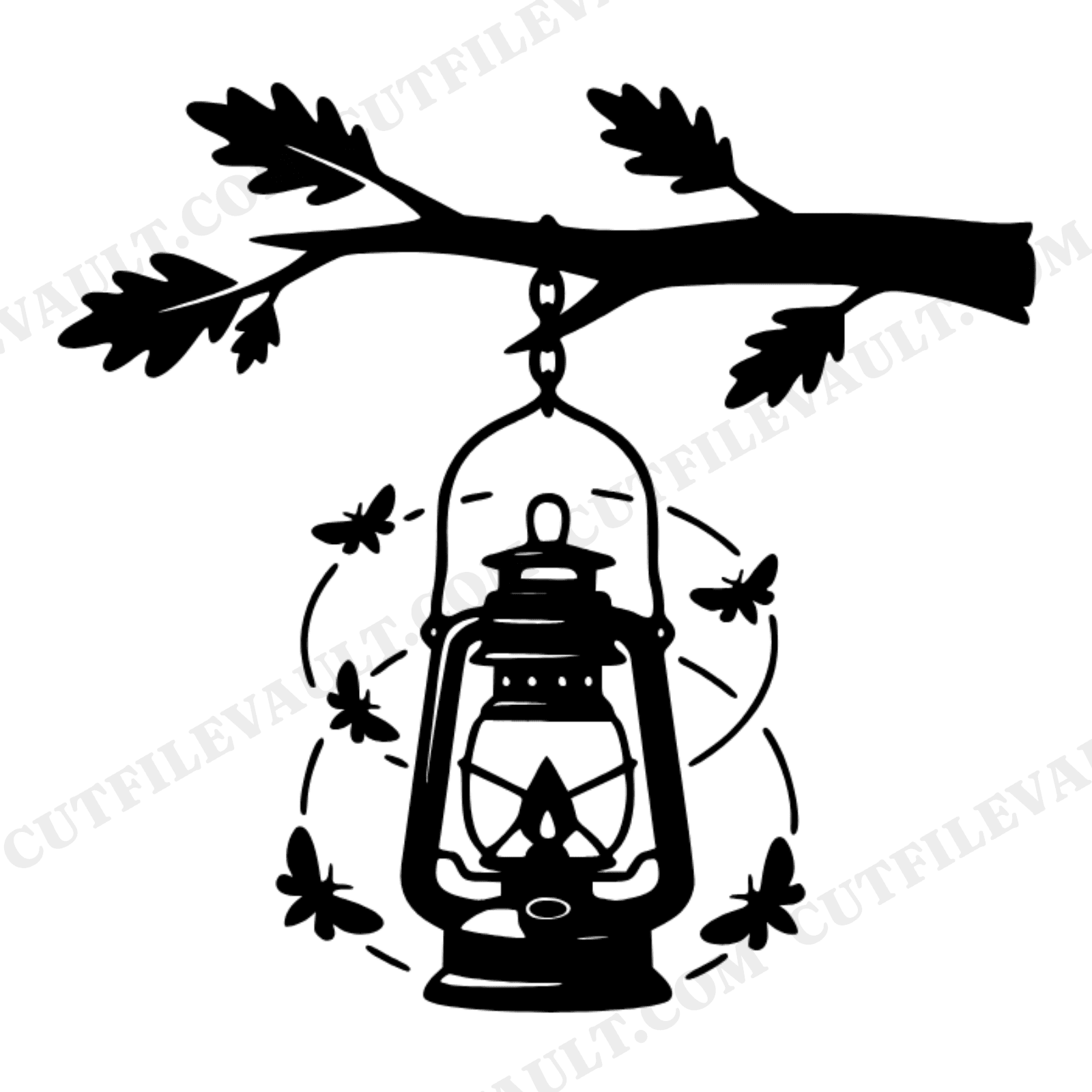 Vintage Lantern with Moths SVG PNG, Cottagecore Camping Lantern Cut File, Father's Day SVG Design, view 1