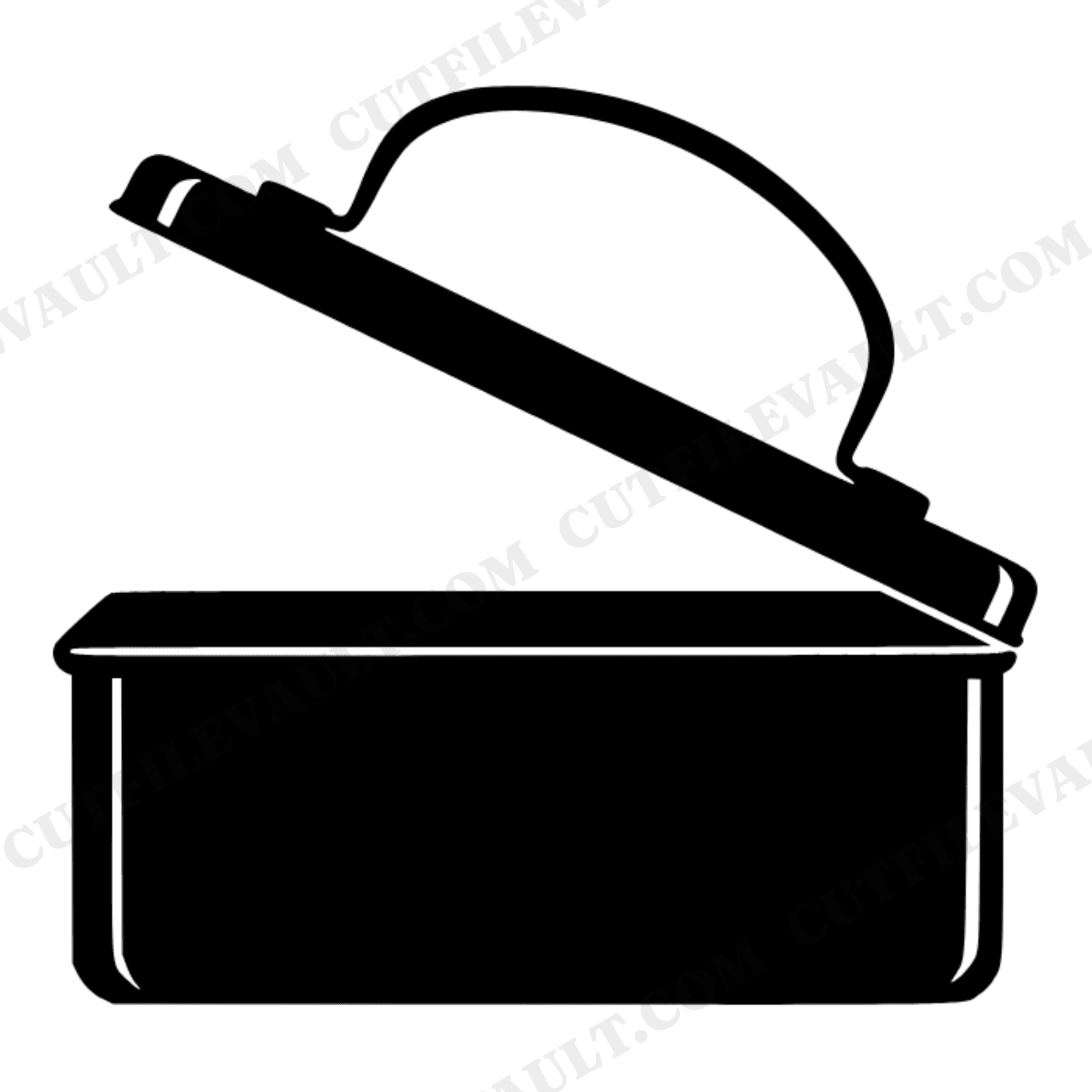 Vintage Lunch Box SVG PNG, Retro Open Lunchbox Silhouette, Mid Century School Clipart Cut File, view 1